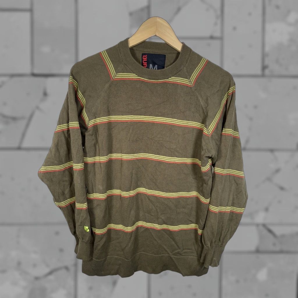 Burton BURTON Snowboarding Green Striped Pullover Sweatshirt Mens M Regular Size US M / EU 48-50 / 2 - 1 Thumbnail