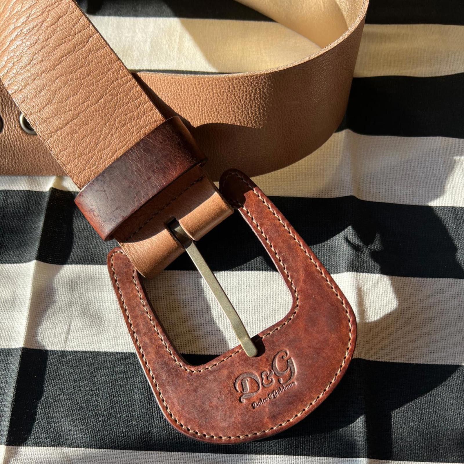 Dolce & Gabbana D&G Tan Belt with Big Buckle Energy Size ONE SIZE - 4 Thumbnail