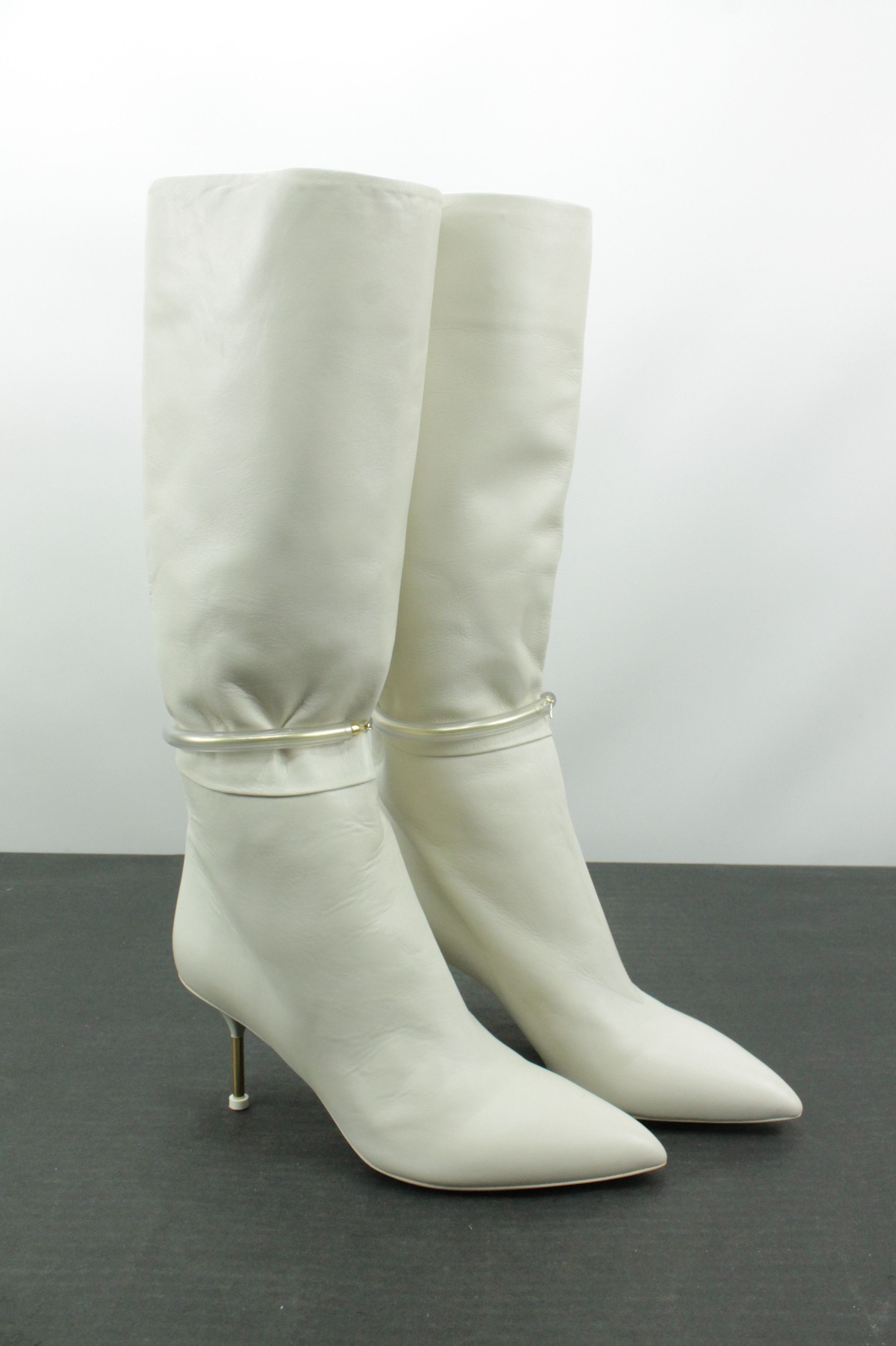 Jil Sander Jil Sander Mid-Length Heel White Leather Boots Size US 8 / IT 38 - 7 Thumbnail