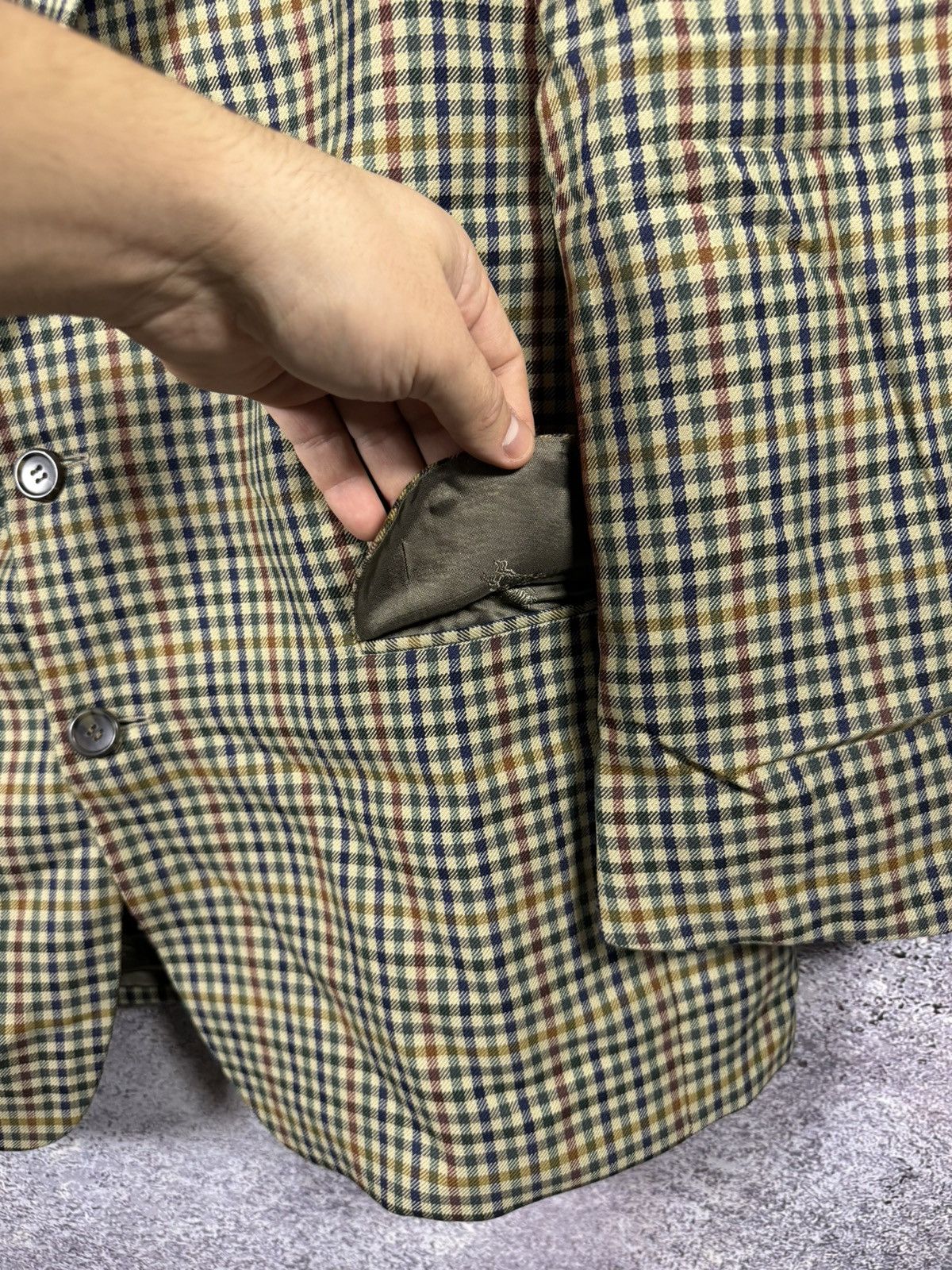 Burberry × Vintage Burberry’s Vintage Plaid Check Blazer Oldmoney Men’s Large Size 44R - 9 Thumbnail