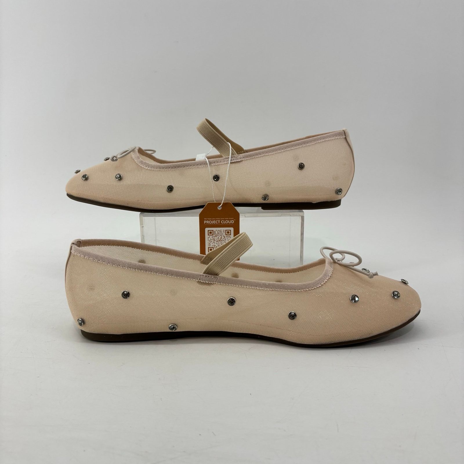 Other Project Cloud Amity Nude Rhinestone Ballet Flats Mesh Bow Size US 11 / IT 41 - 11 Thumbnail
