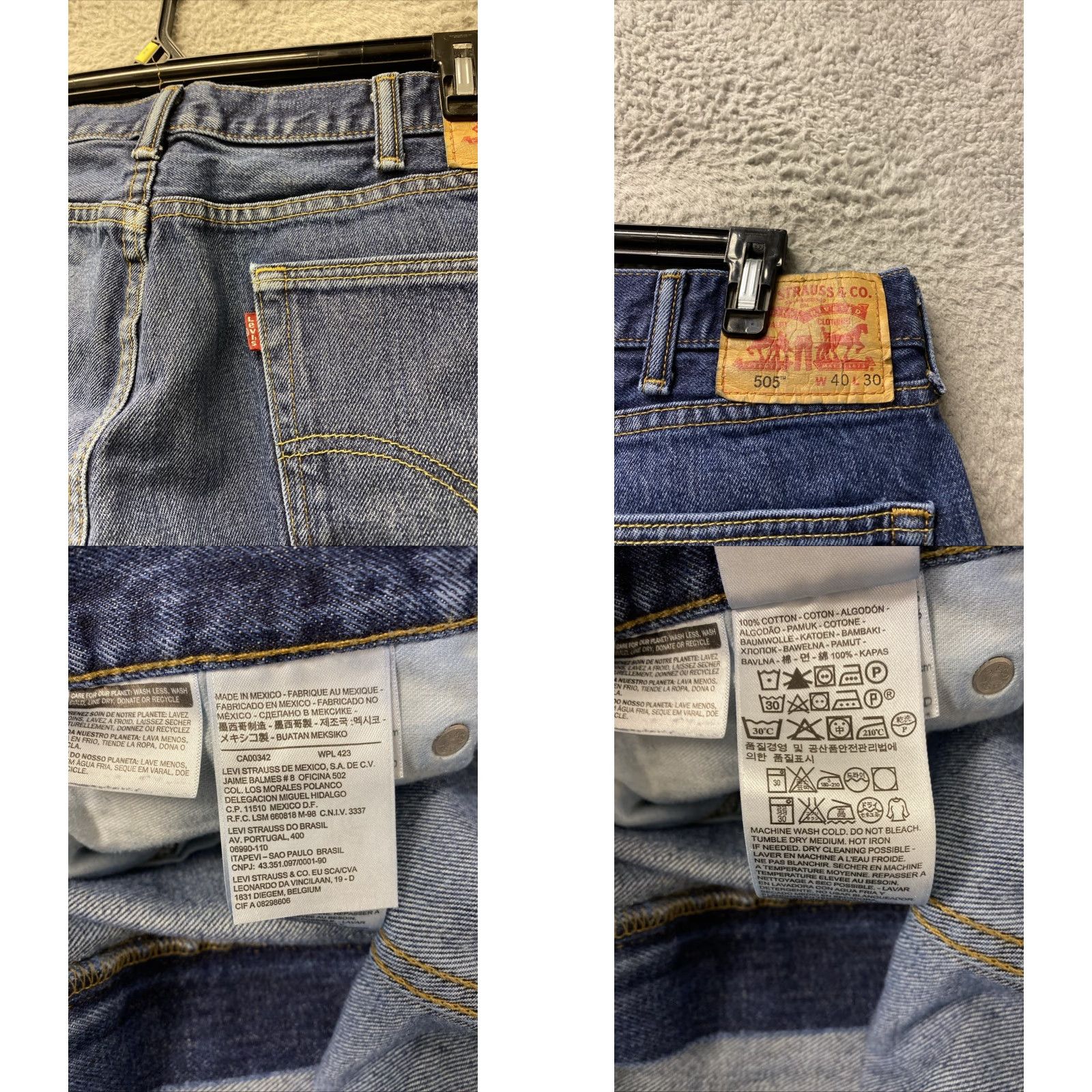 Levi's Levi's 505 Men's Regular Straight Jeans 40x30 Dark Wash Blue Denim Zip Closure 5-Pocket Logo Regular Rise Inseam 30” Mens Size US 40 / EU 56 - 9 Thumbnail
