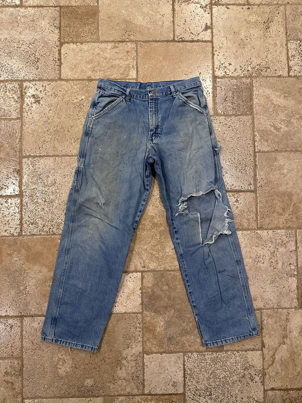 Vintage × Wrangler Vintage WRG Wrangler Distressed Blue Carpenter Denim Jeans Size US 32 / EU 48 - 10 Thumbnail