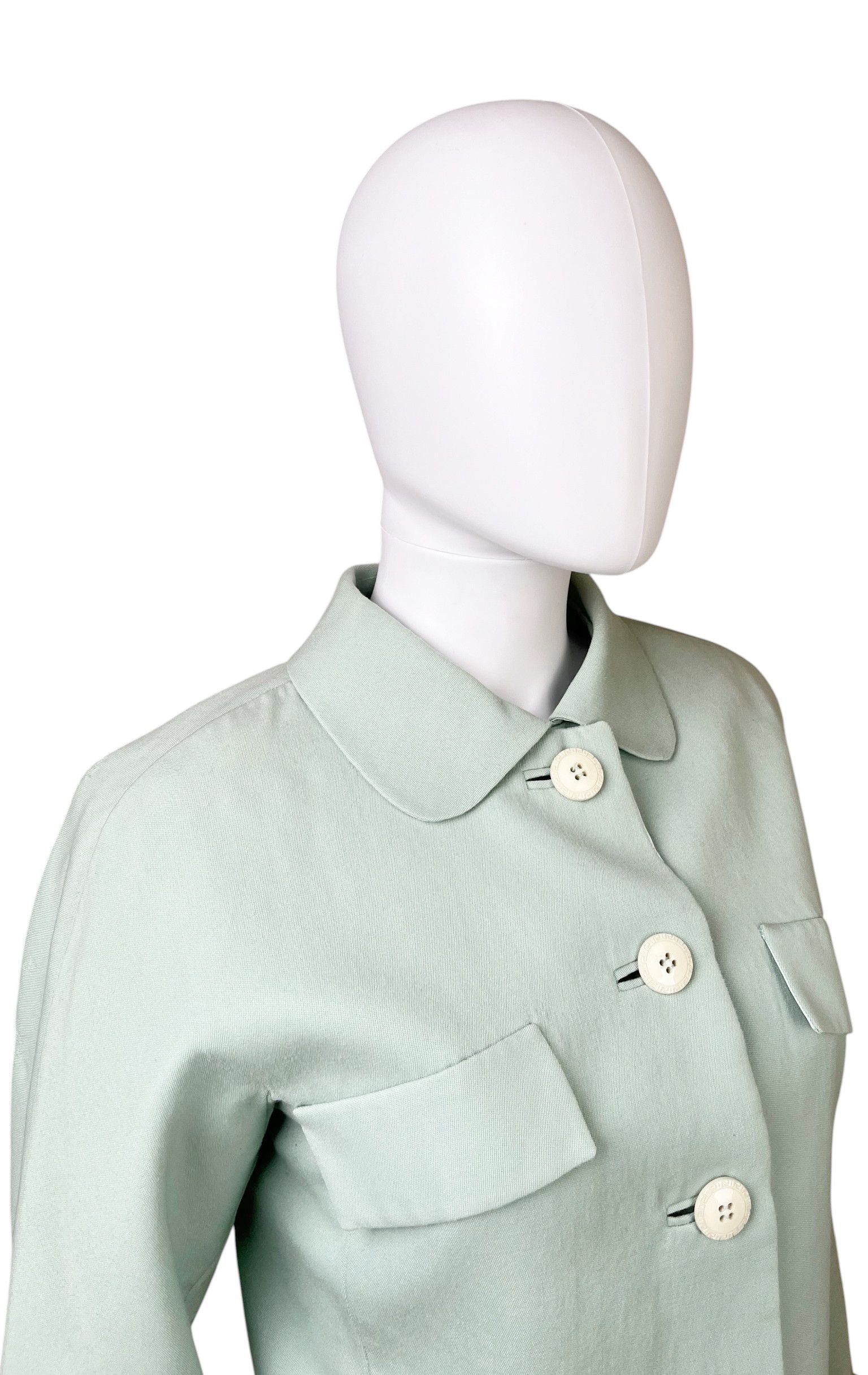 Versace by Gianni 1990's Cropped Aqua Green Blazer Size S / US 4 / IT 40 - 7 Thumbnail