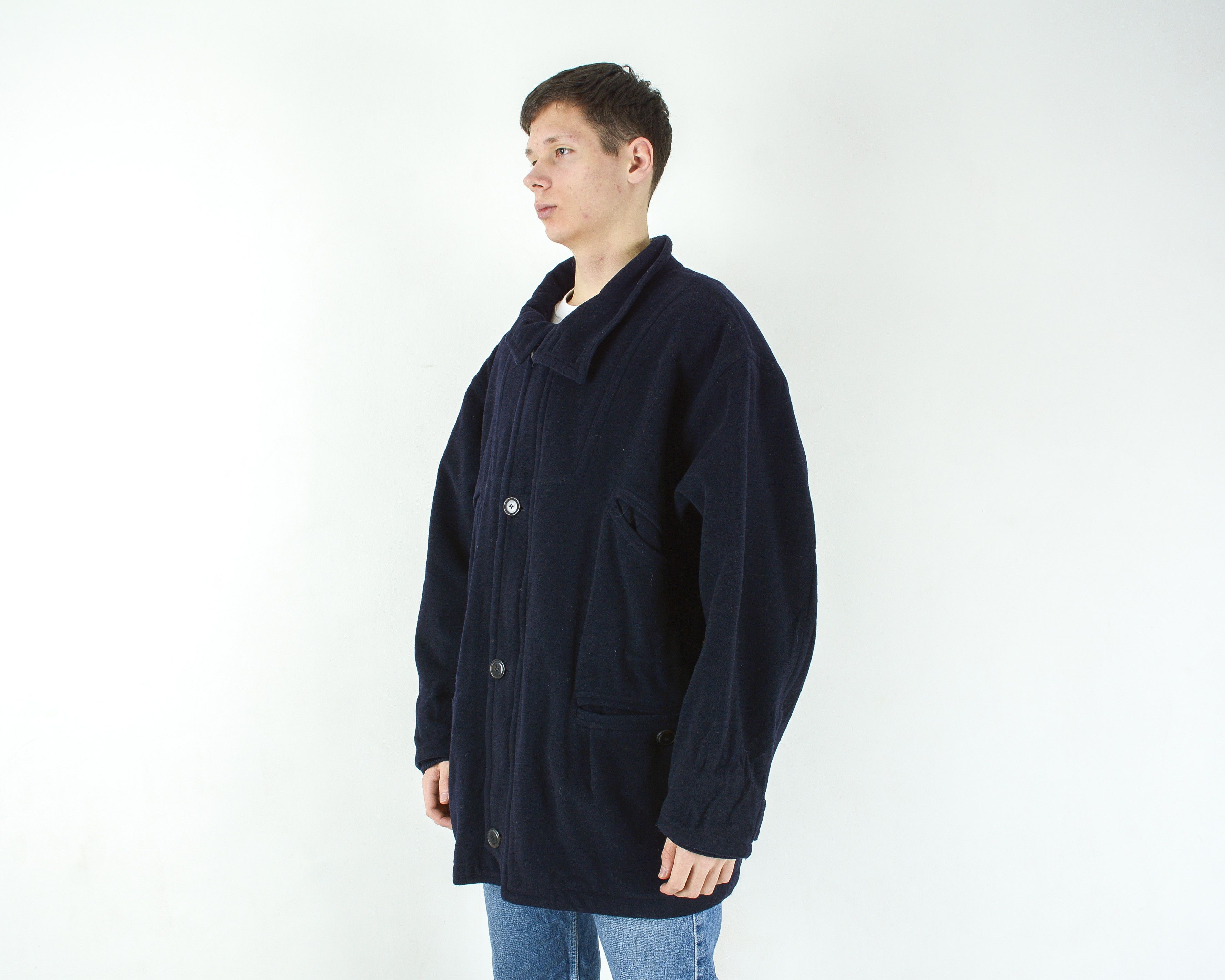 Hugo Malenkow XL Wool Jacket Pea Coat Winter Overcoat Warm EU 54 Size US XL / EU 56 / 4 - 3 Thumbnail