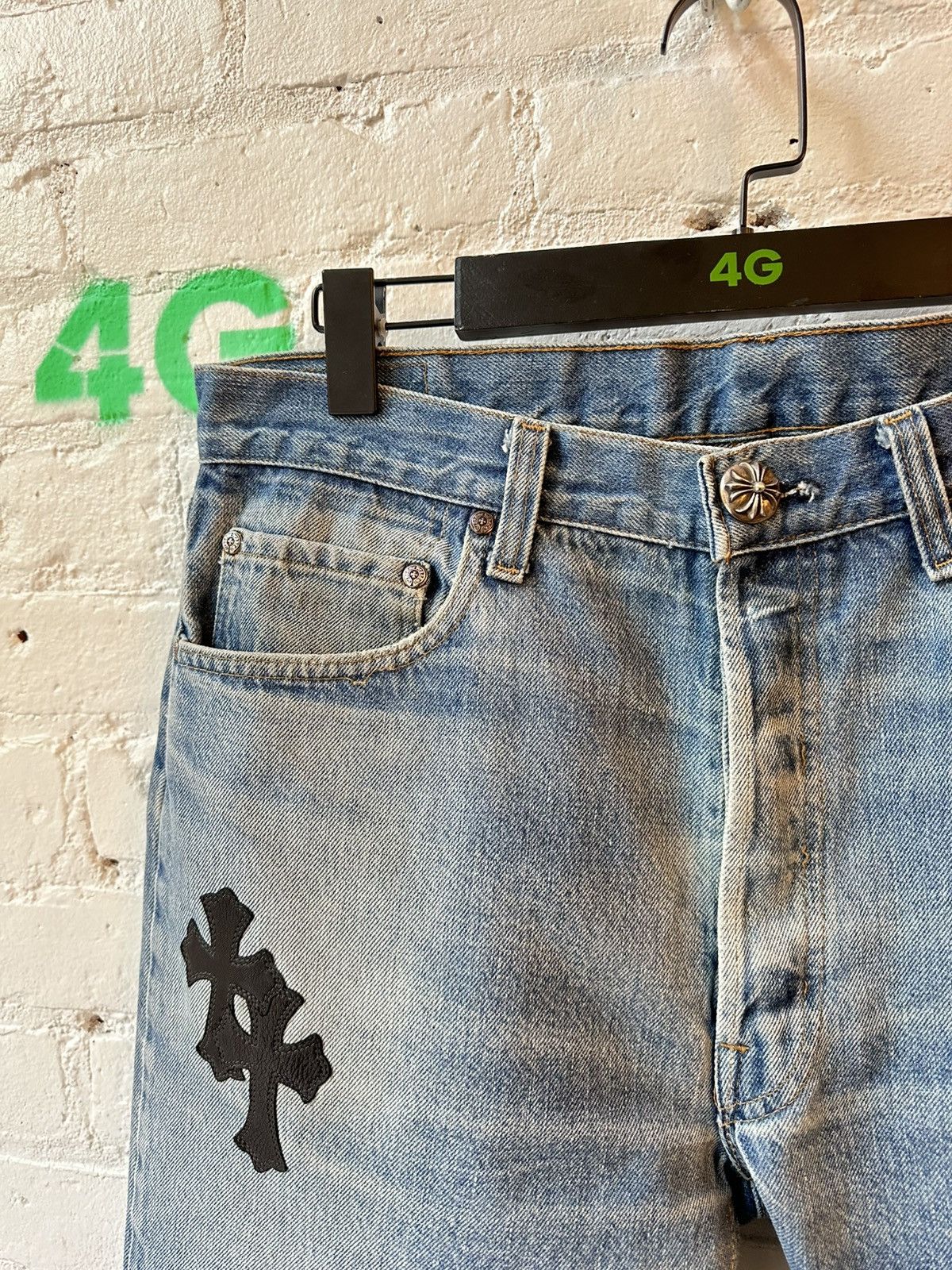 Chrome Hearts CHROME HEARTS LEVI 501 CROSS PATCH JEANS Size US 33 - 3 Thumbnail