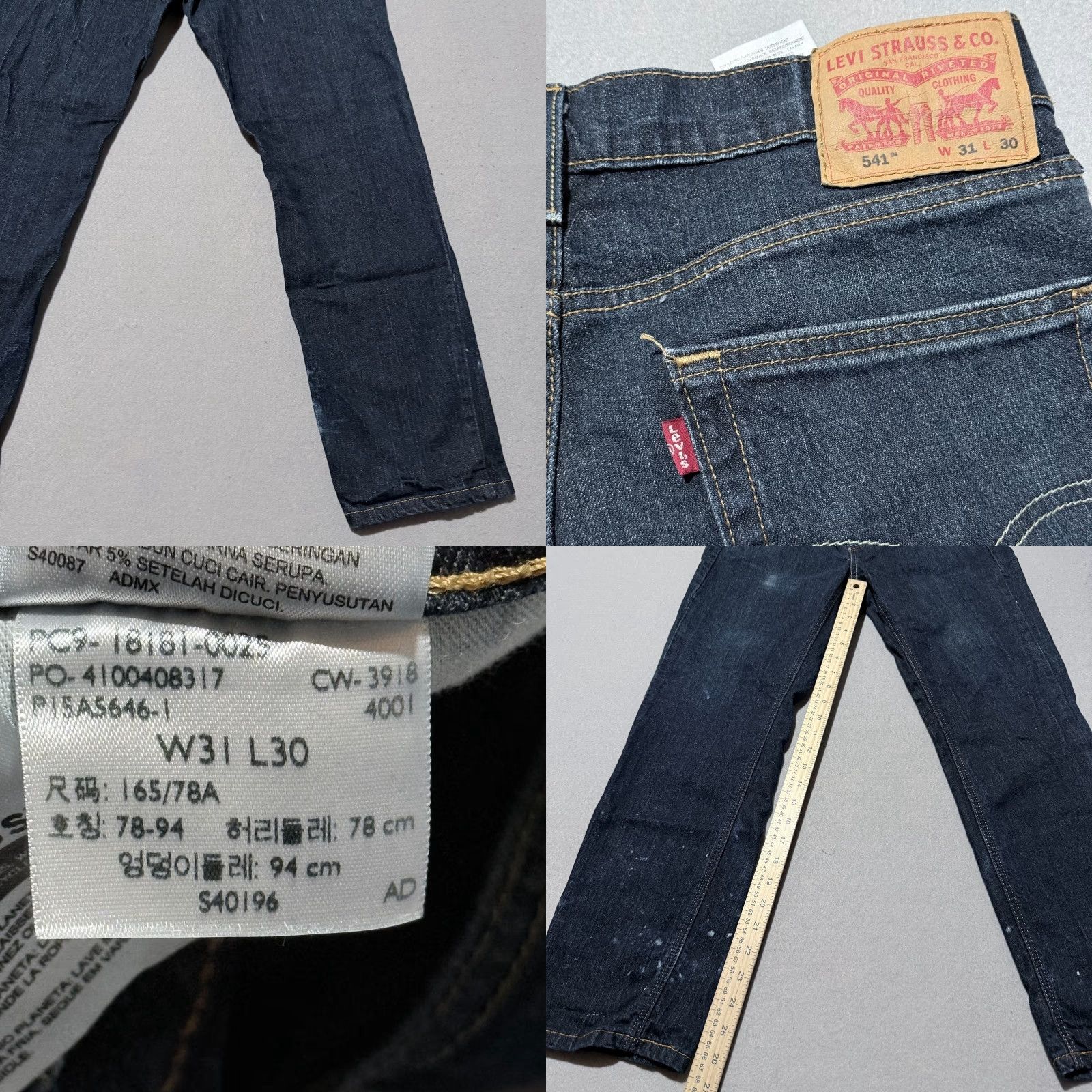 Levi's Levi's 541 Jeans Men Blue Denim Low Rise Distressed - 31x30 - Athletic Taper Style Jeans Size US 31 - 8 Thumbnail