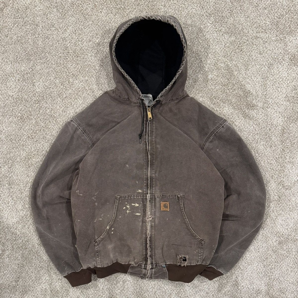 Carhartt Vintage Faded Black Carhartt Hoodie Zip Up Jacket Size US XXL / EU 58 / 5 - 1 Thumbnail