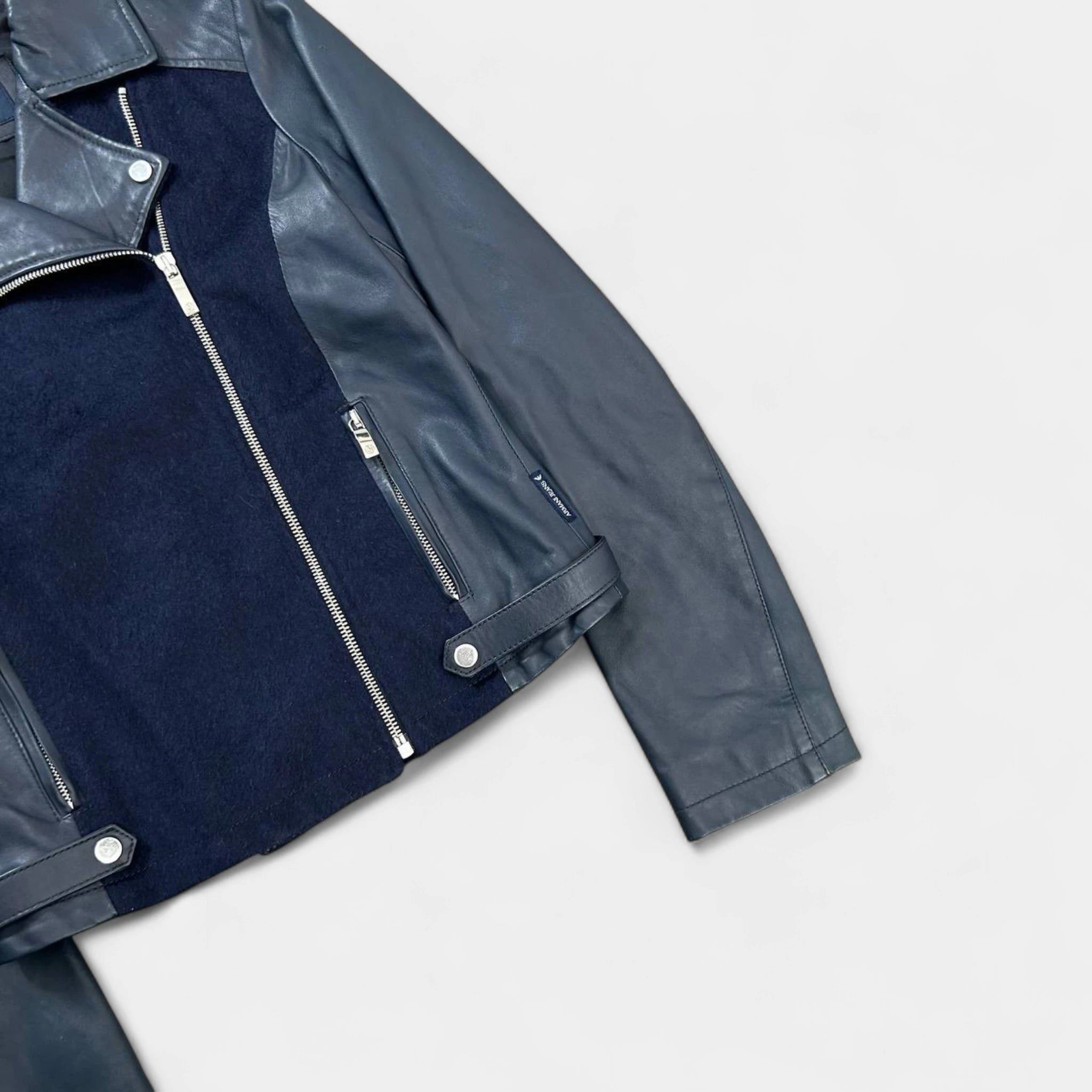 Armani Armani Jeans Leather Navy Percecto Jacket Size US XS / EU 42 / 0 - 3 Thumbnail