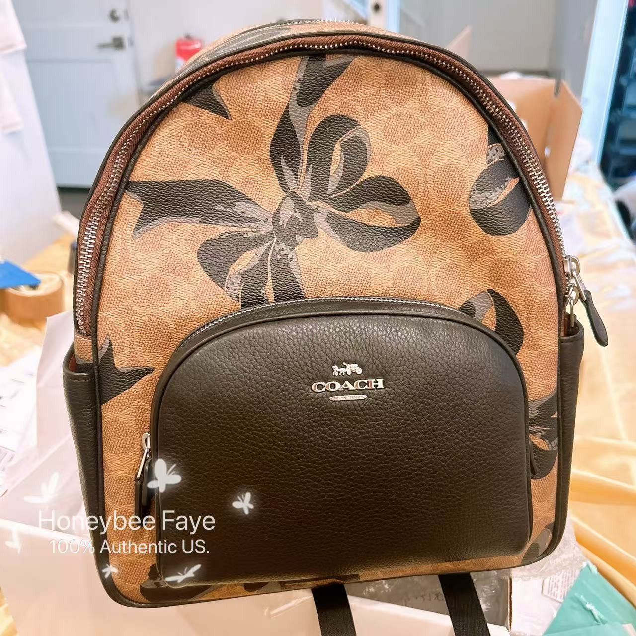 Court Backpack In Signature Canvas With Bow Print CZ768