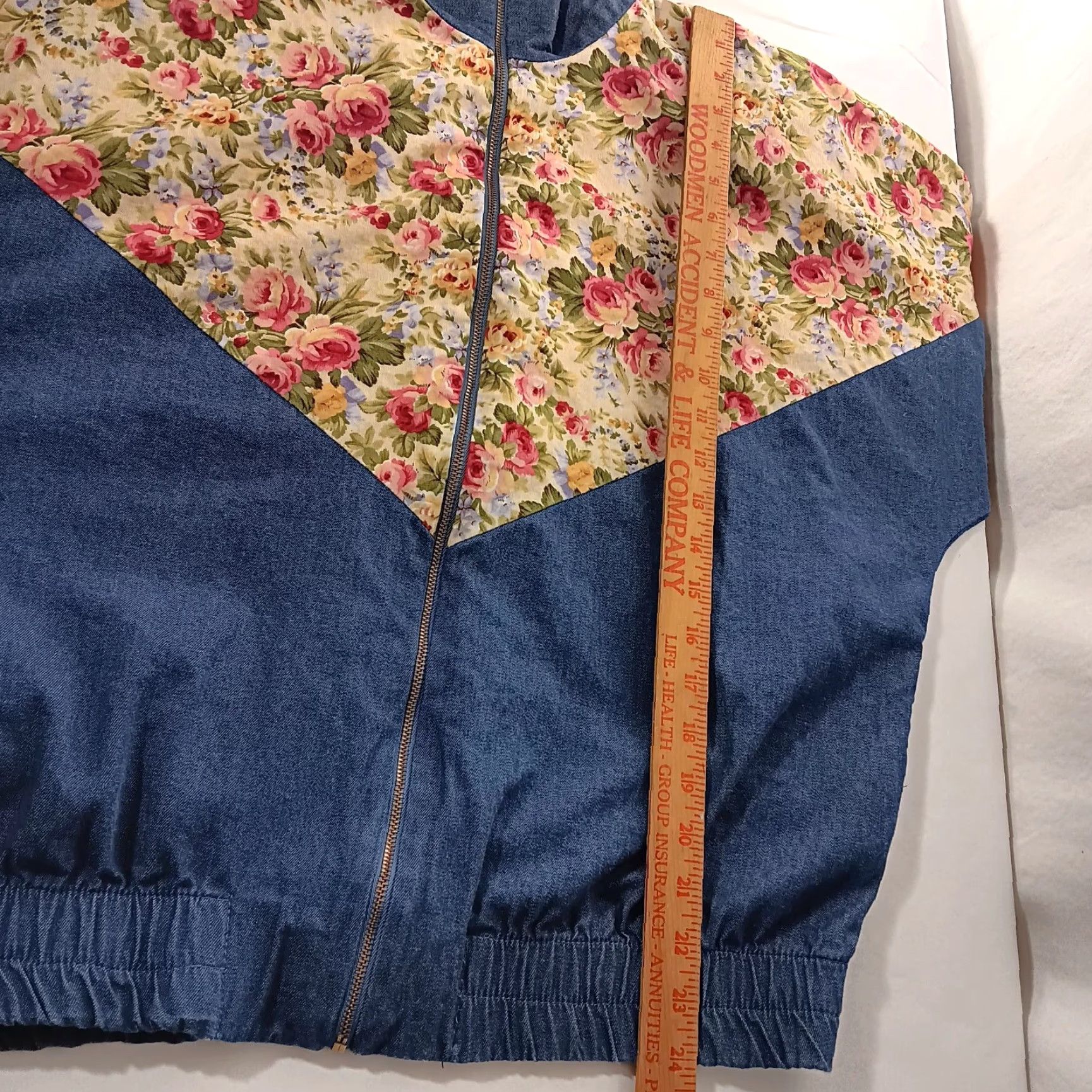 Vintage VINTAGE Alice Martin Jacket Women M Bomber Jacket Chambray Floral Peony Flowers Lightweight Blue Long Sleeve Zip Casual Women's M Size 32" / US 10 / IT 46 - 5 Thumbnail
