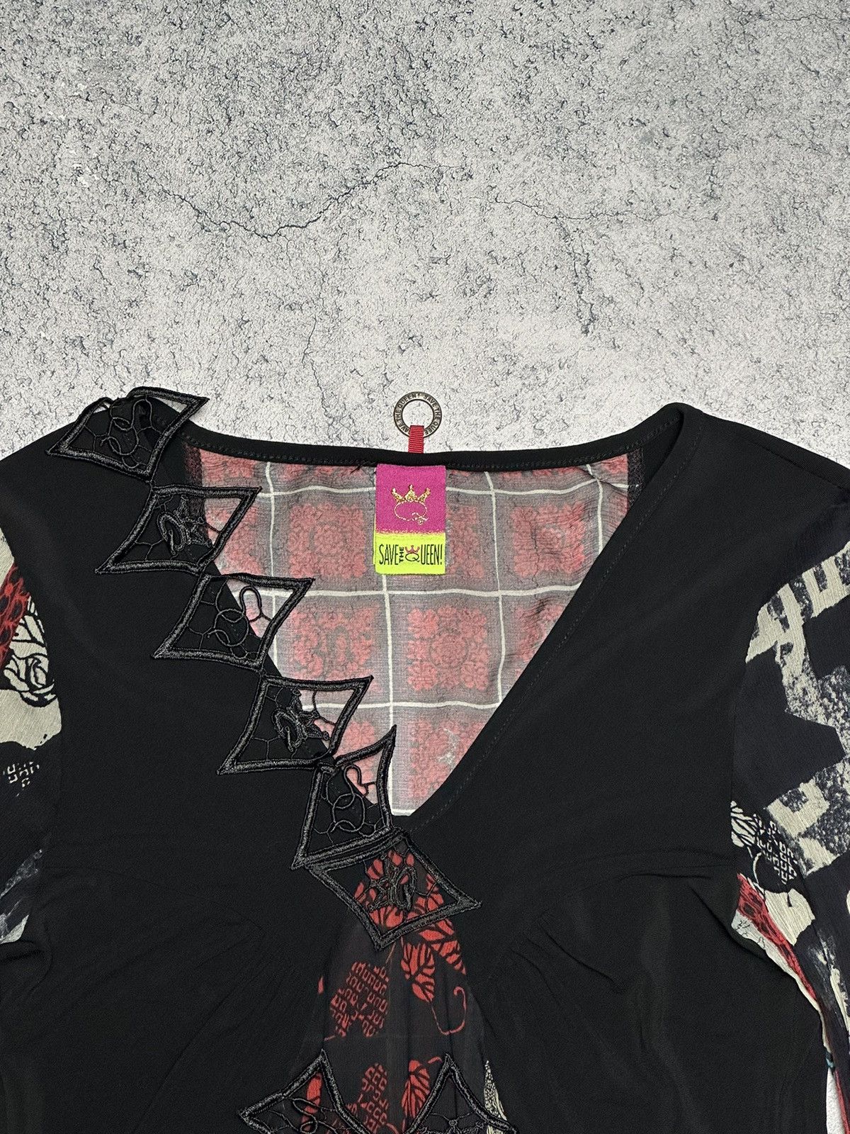 Jean Paul Gaultier Save The Queen Silk Mesh Printed Dress Top Size L / US 10 / IT 46 - 5 Thumbnail