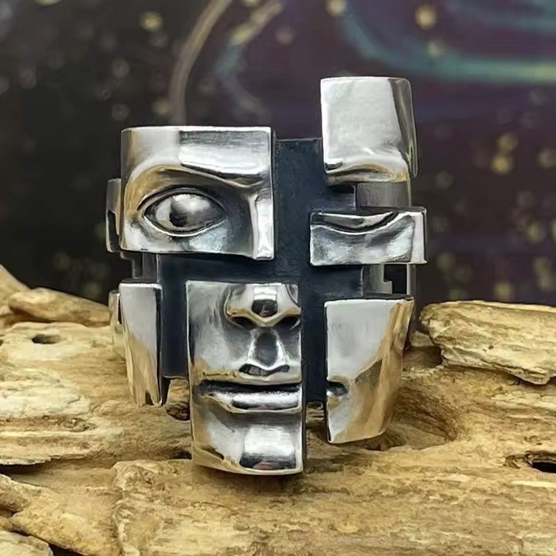 Jewelry × Vintage Adjustable Vintage Splitter Human Face Ring Size ONE SIZE - 1 Thumbnail
