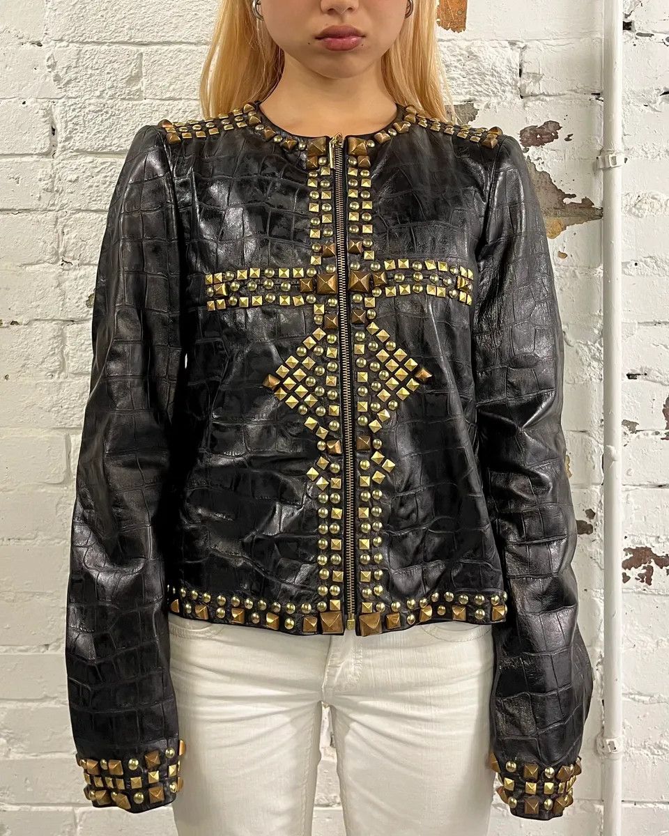 Roberto Cavalli × Vintage 2000s Roberto Cavalli Red Roses Suede