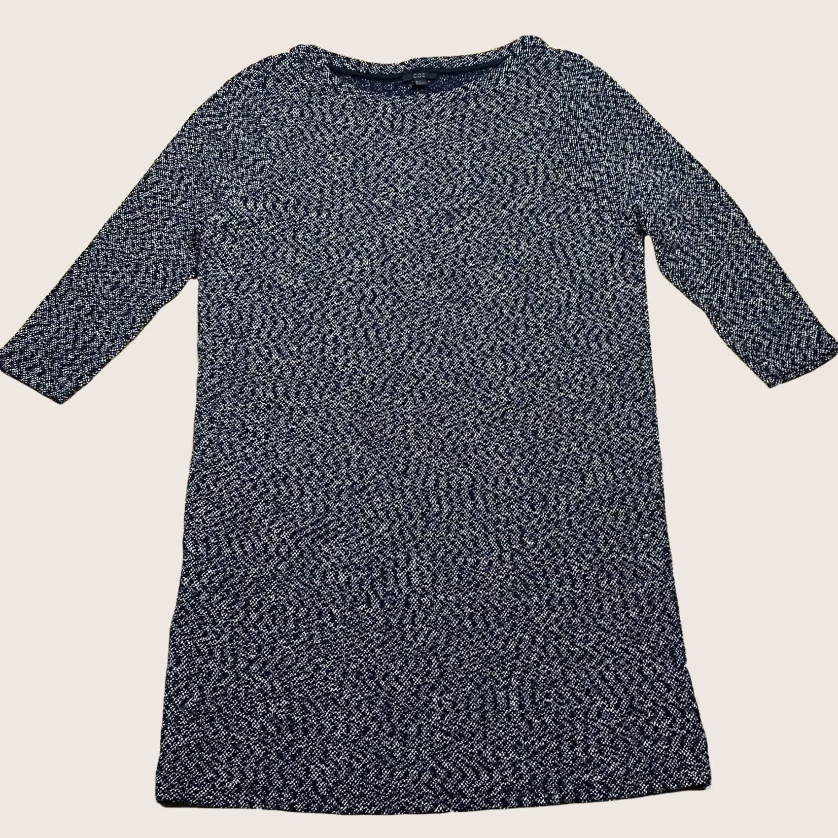 Cos COS Tunic Dress 3/4 Sleeve Pullover Dress Dark Navy & White Womens Medium Knee Length Casual Women's Clothing Size M / US 6-8 / IT 42-44 - 1 Thumbnail