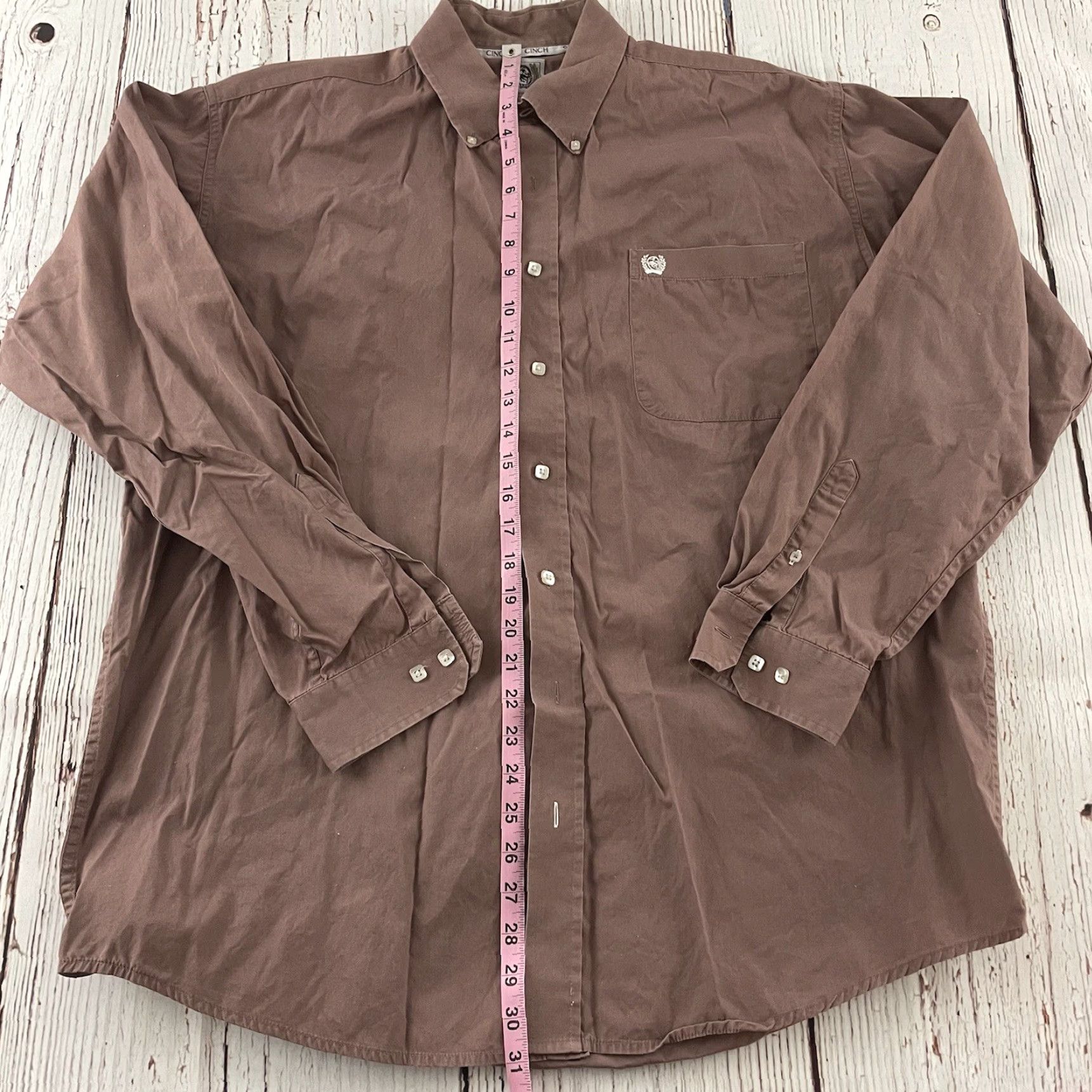 Vintage Cinch Long Sleeve Button Front Shirt Men Large Solid Mauve Pink Button-Up Shirt Mens Large Cinch Long Sleeve Button Front Shirt Solid Mauve Pink Size US L / EU 52-54 / 3 - 4 Thumbnail