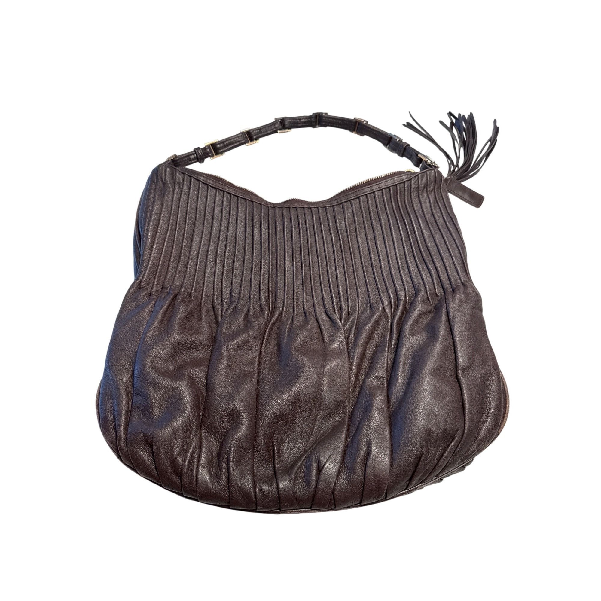 Cole Haan Cole Haan Womens Brown Leather Hobo tassel Shoulder Bag SKU Size ONE SIZE - 7 Thumbnail