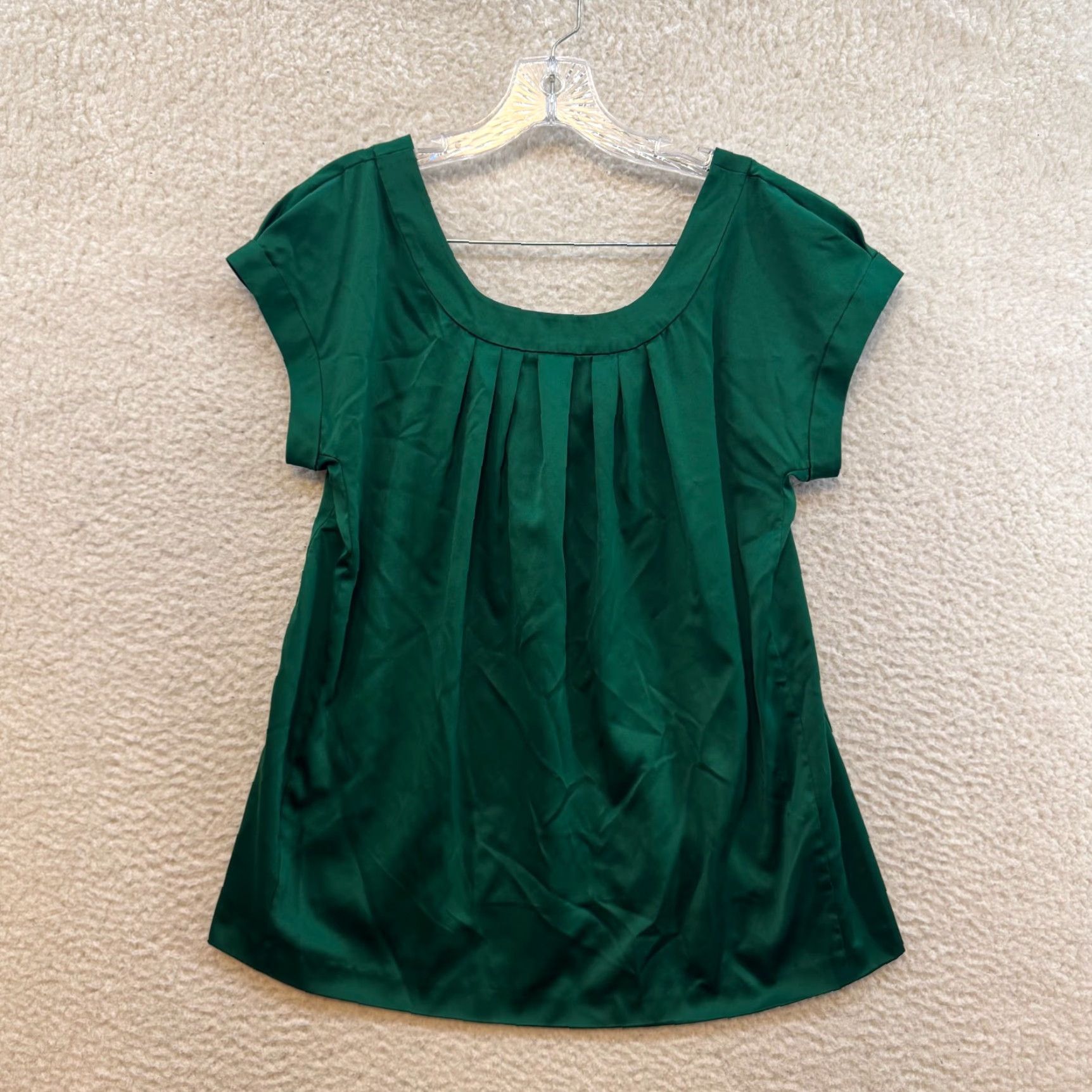 Banana Republic VINTAGE Banana Republic Y2K Emerald Green Satin Top Shirt Cap Sleeve Tie Bow Medium Green Womens Size M / US 6-8 / IT 42-44 - 2 Thumbnail