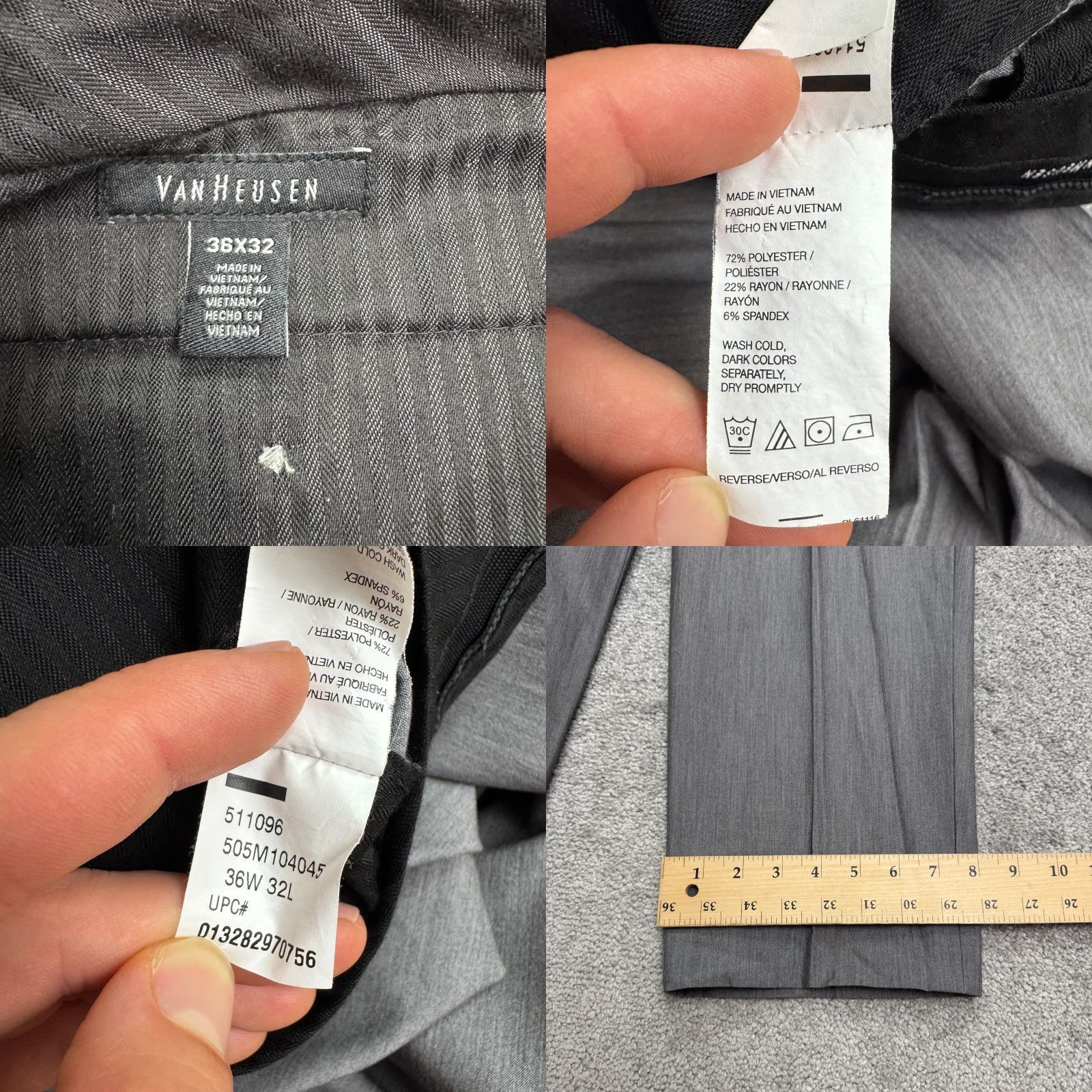 Van Heusen Van Heusen Dress Pants Mens 36 Waist Gray Flat Front Straight Leg Workwear Dress Pants Size US 36 / EU 52 - 8 Thumbnail