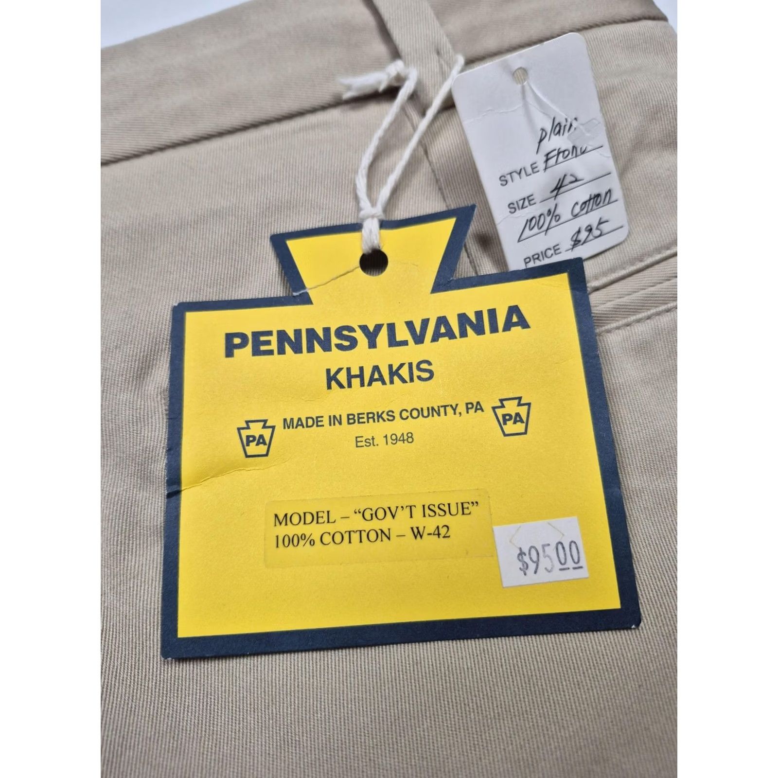Vintage VINTAGE Pennsylvania Khakis Pants Mens 42x37 Beige Gov't Issue Flat Front NWT USA Size US 42 / EU 58 - 4 Thumbnail