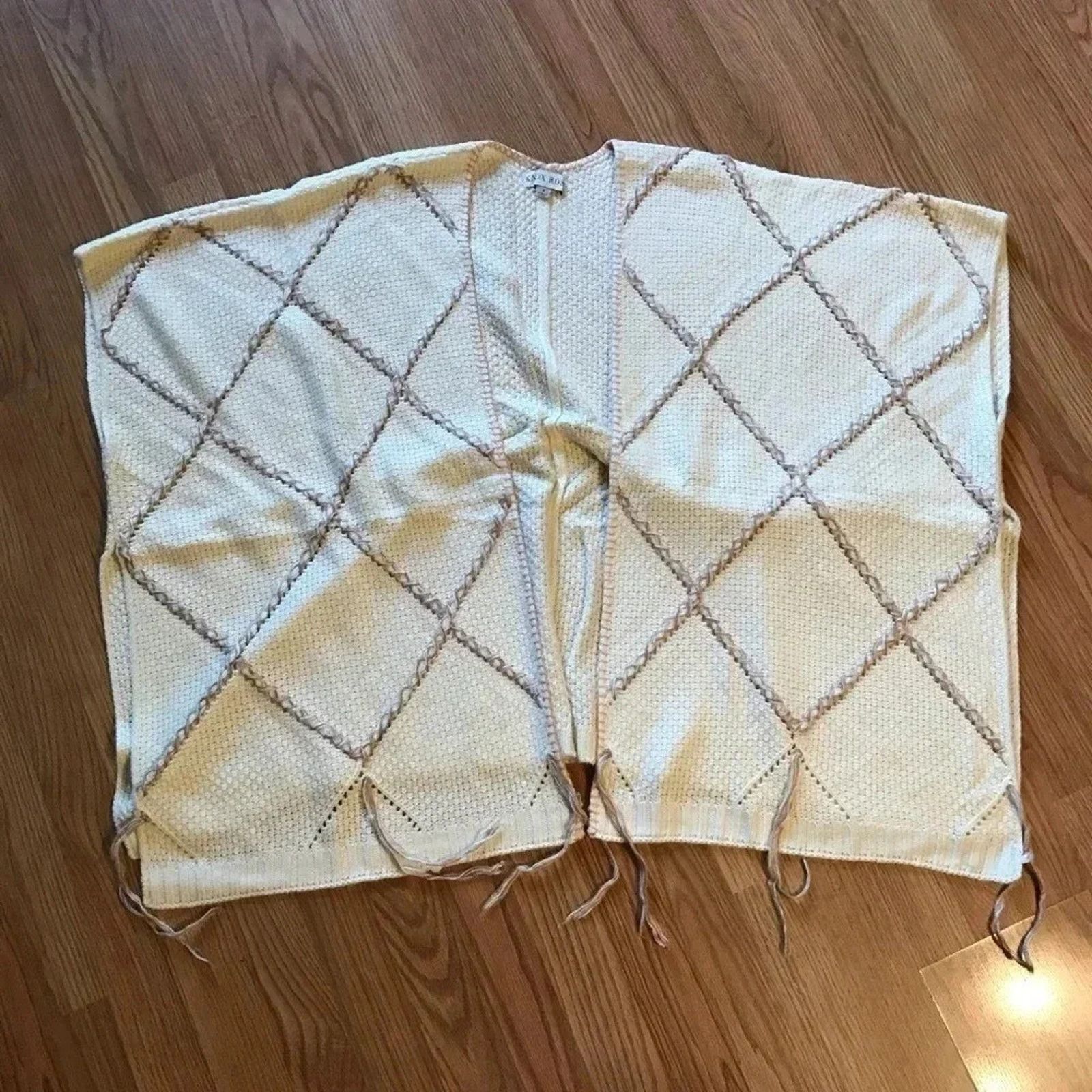 Other Knox Rose Knit Oversized Poncho Ivory Cream Size S / US 4 / IT 40 - 2 Thumbnail
