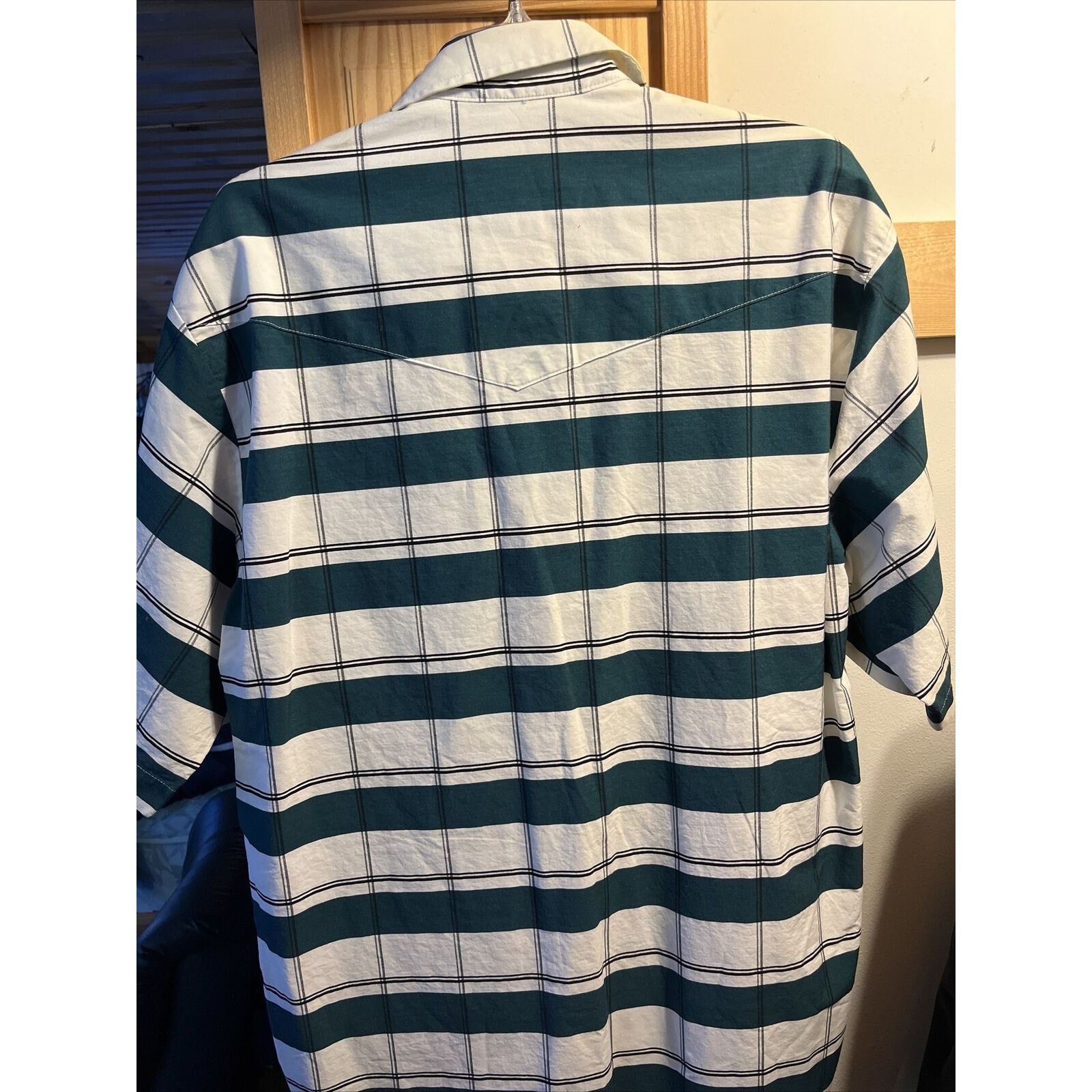 Roper Roper Men’s XL White Green Striped Pearl Snap Cotton Shirt Size US XL / EU 56 / 4 - 8 Thumbnail