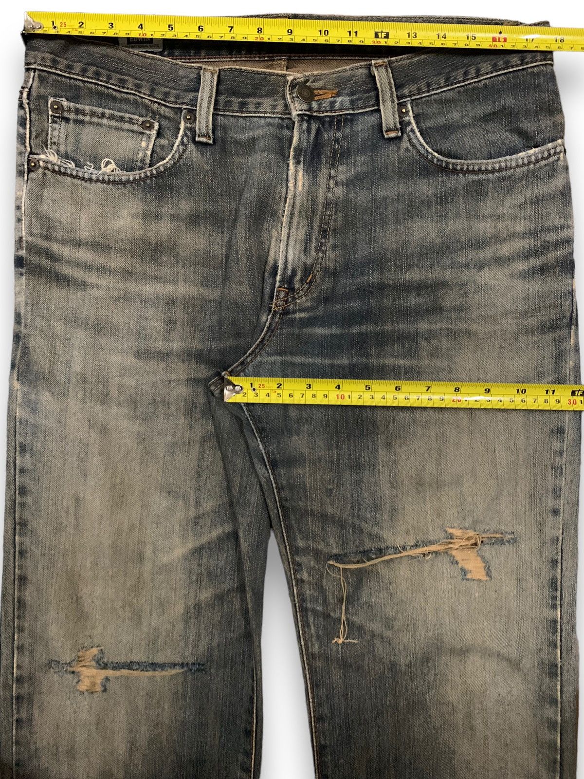 Edwin Vintage Y2K Edwin 403 Yellow Mud Wash Loose Distressed Jeans Size US 35 - 17 Thumbnail