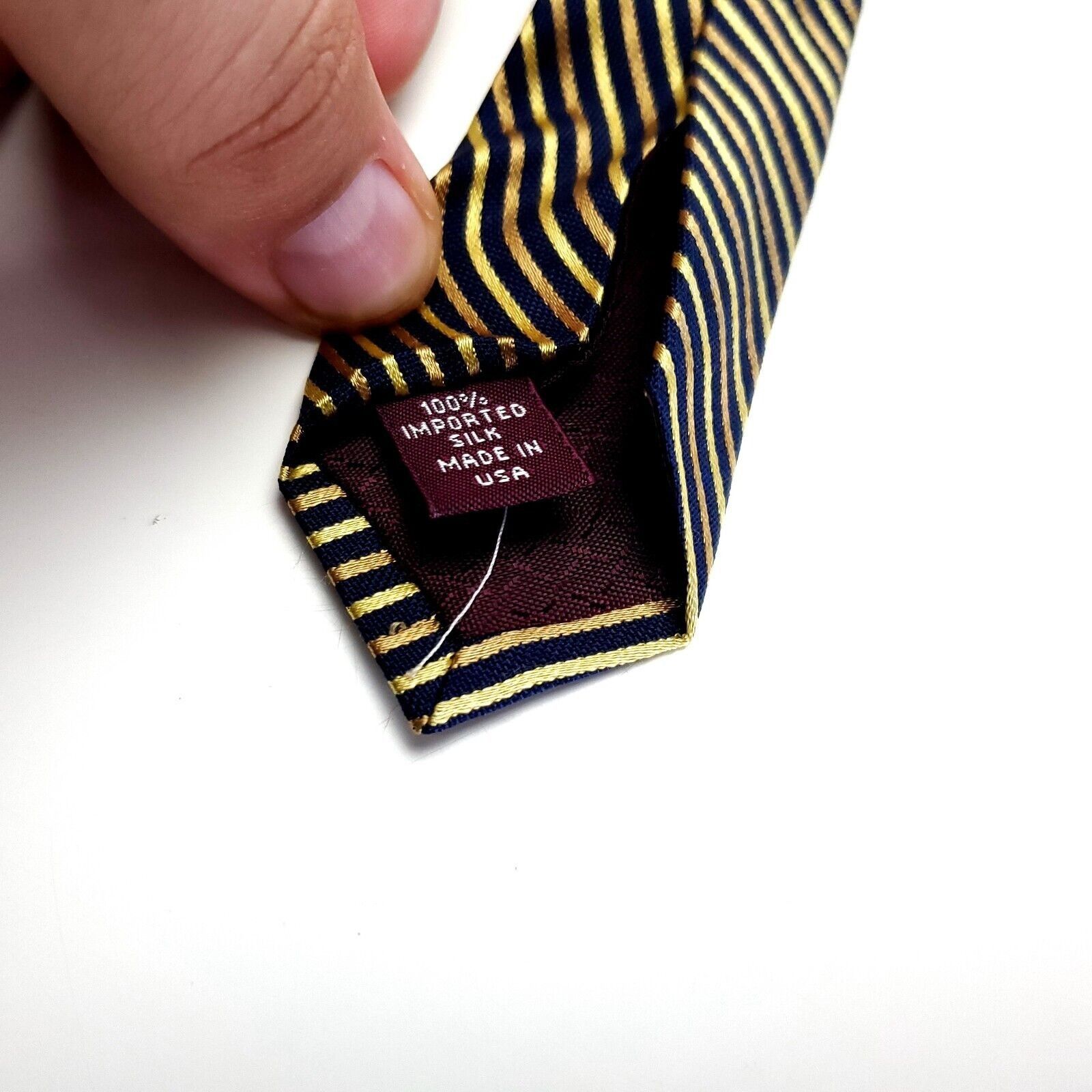 Nordstrom Nordstrom Silk Tie Woven Blue Gold Striped Size ONE SIZE - 4 Thumbnail
