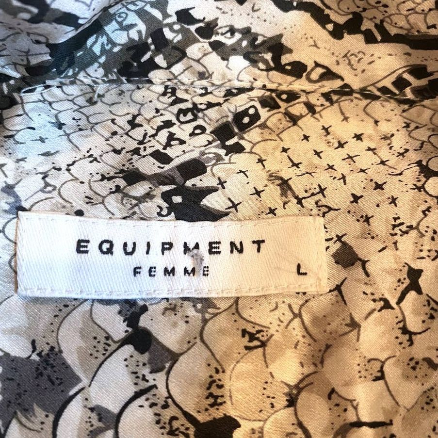 Equipment Equipment Femme 100% Silk Gray Snake Print Button Shirt L Size L / US 10 / IT 46 - 6 Thumbnail