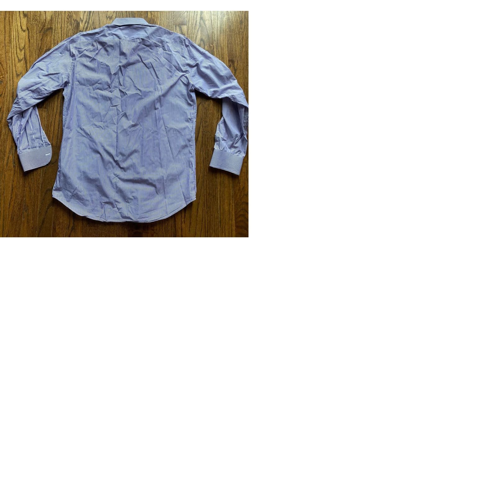 Vintage LUCIANO BARBERA Mens Large Striped Dress Shirt Purple Made In Italy Cotton Size 42R - 9 Thumbnail
