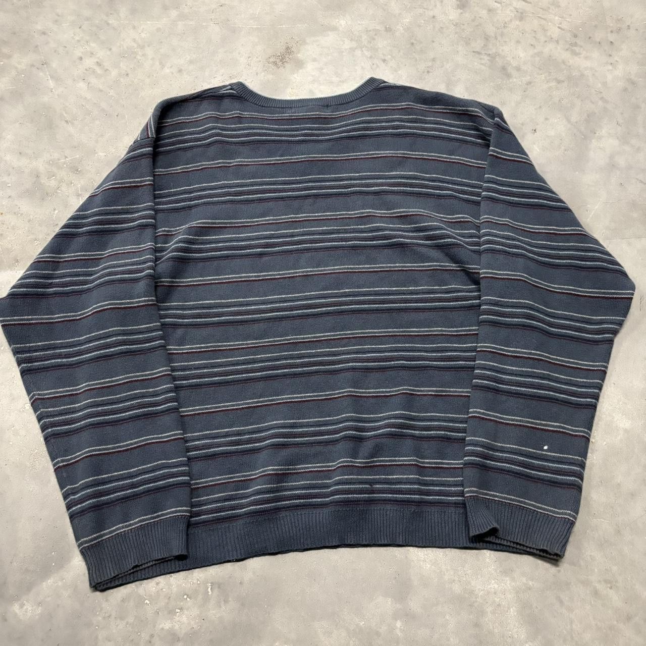 Japanese Brand × Vintage Crazy Vintage Y2K/2000s Grunge Blue Striped Skater Sweater! Size US L / EU 52-54 / 3 - 5 Thumbnail