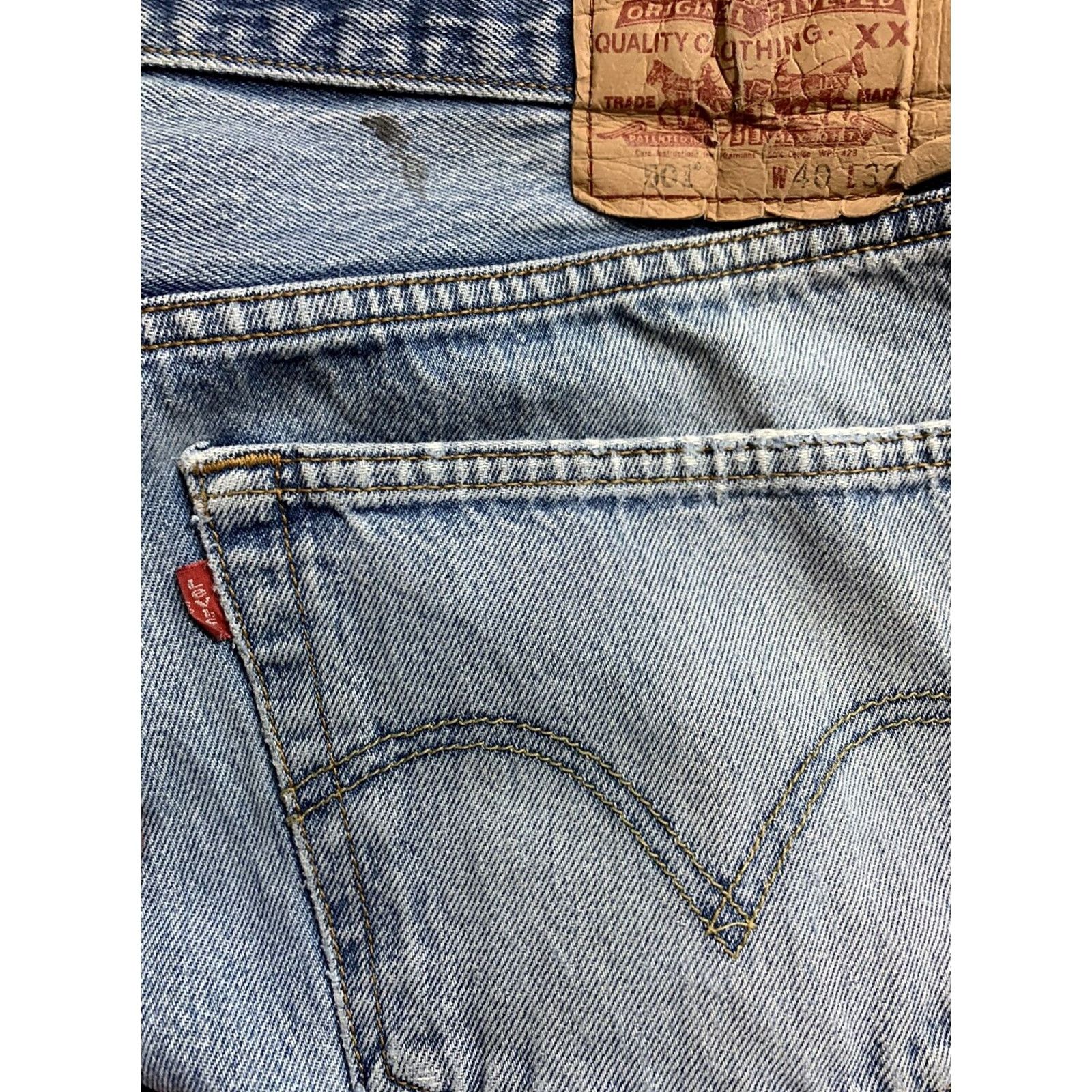 Levi's Levi's 501 Distressed Blue Jeans Mens Straight Leg Size 36 X 30 Size US 36 / EU 52 - 3 Thumbnail