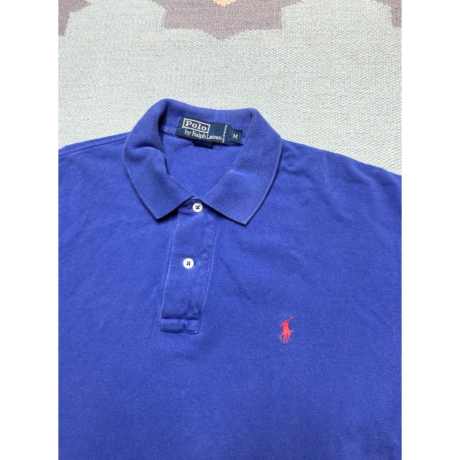 Ralph Lauren VINTAGE Ralph Lauren Polo Shirt Short Sleeve Men Medium Blue Red Horseman Golf Size US M / EU 48-50 / 2 - 2 Thumbnail