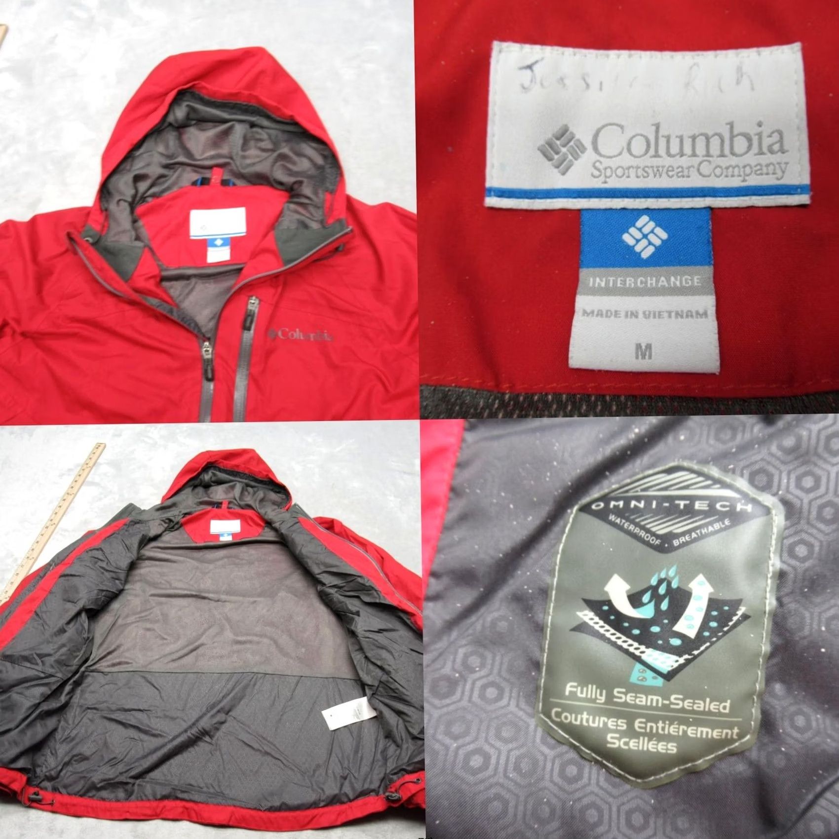 Vintage Columbia Jacket Womens Medium Red Waterproof Interchange Omni Tech Full Zip Size M / US 6-8 / IT 42-44 - 2 Thumbnail