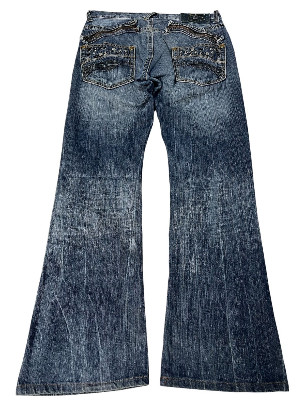 If Six Was Nine × Le Grande Bleu (L.G.B.) JAPANESE BRAND ANTI-LABEL FLARE JEANS VERY RARE Size US 31 - 2 Thumbnail