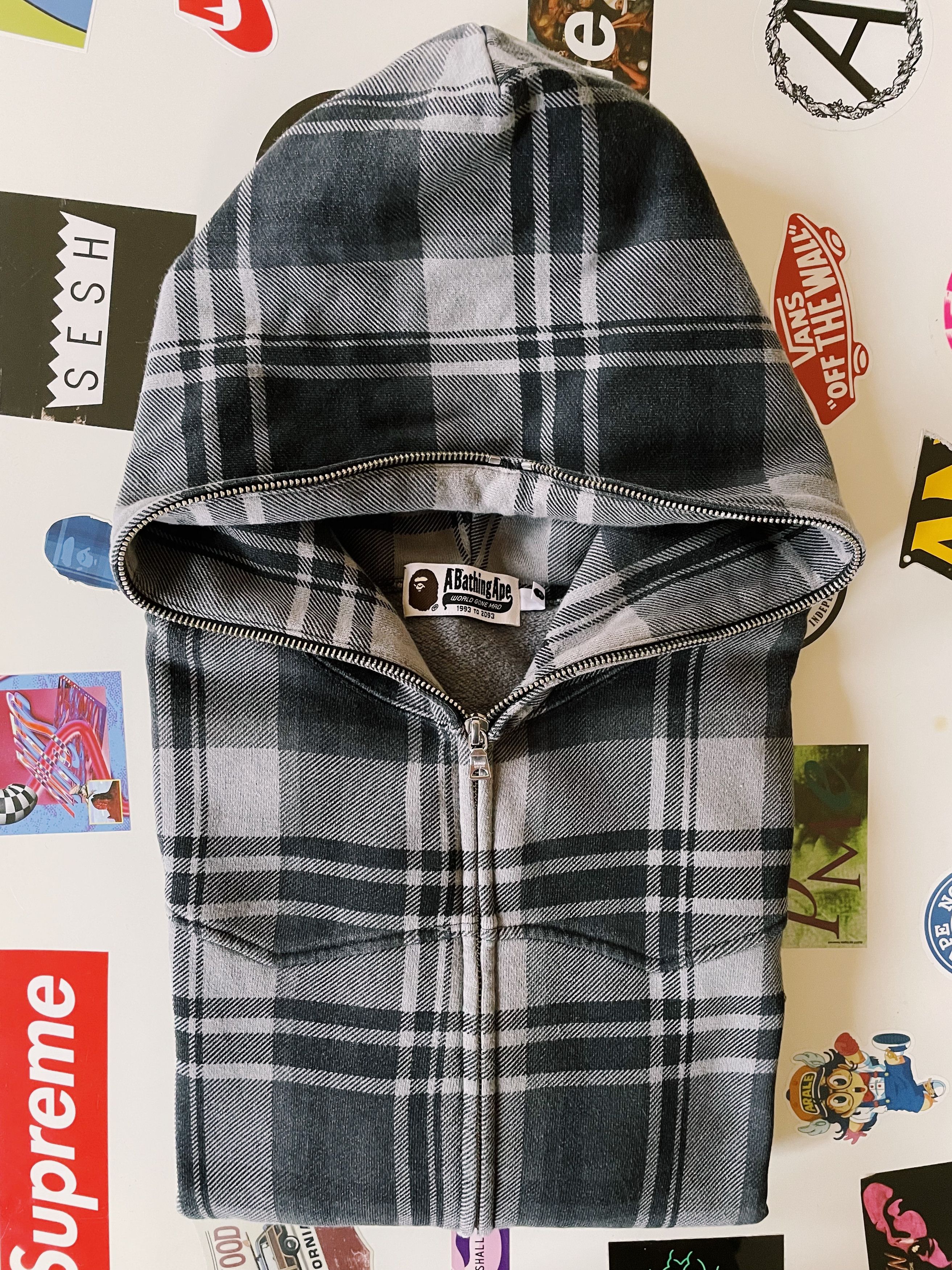 Bape Vintage Bape A Bathing Ape Check Plaid Full zip Hoodie Size US S / EU 44-46 / 1 - 9 Thumbnail