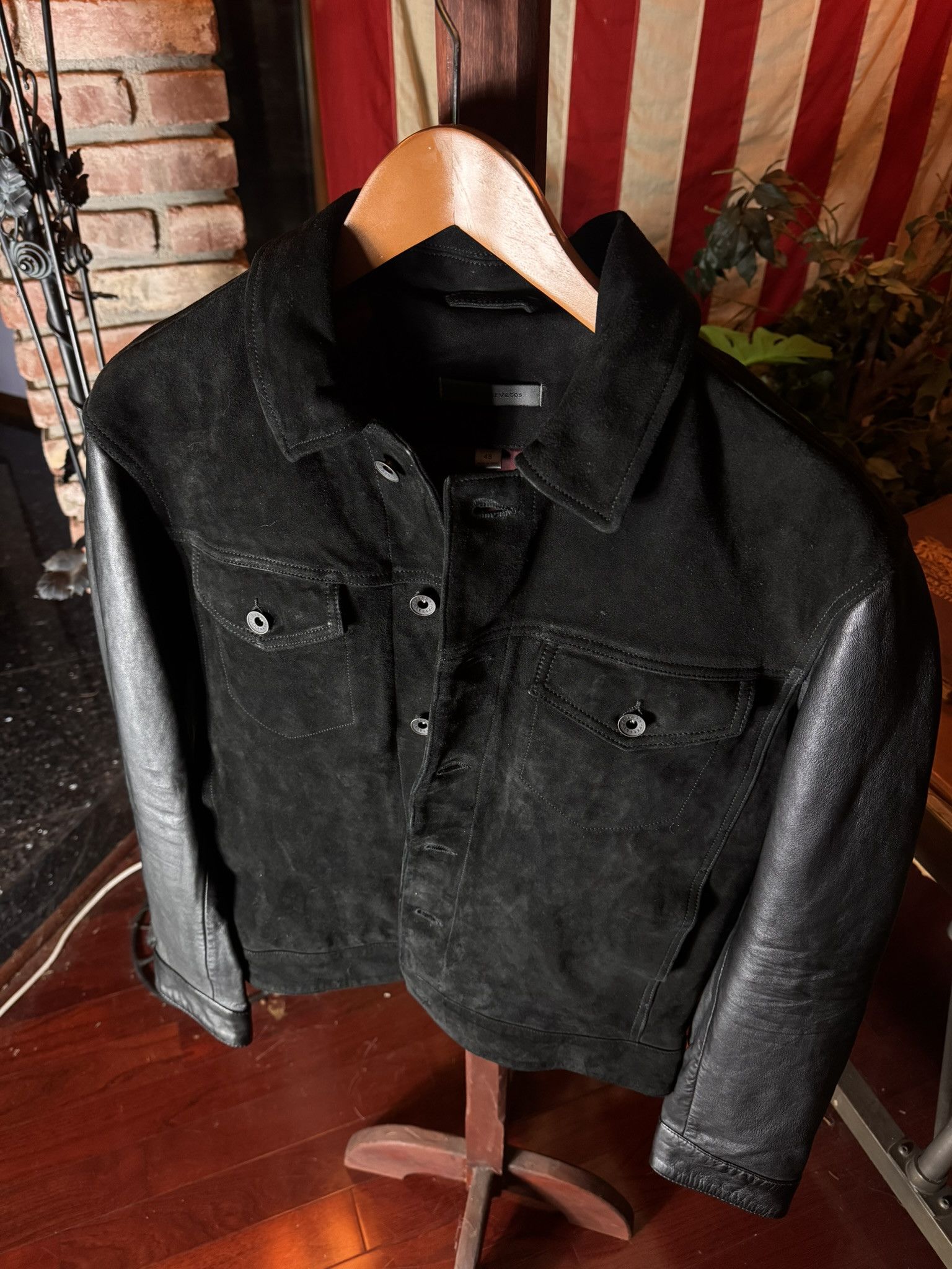 John Varvatos JOHN VARVATOS "Rex" Black Leather Trucker Jacket sz. 48 Size US M / EU 48-50 / 2 - 1 Thumbnail