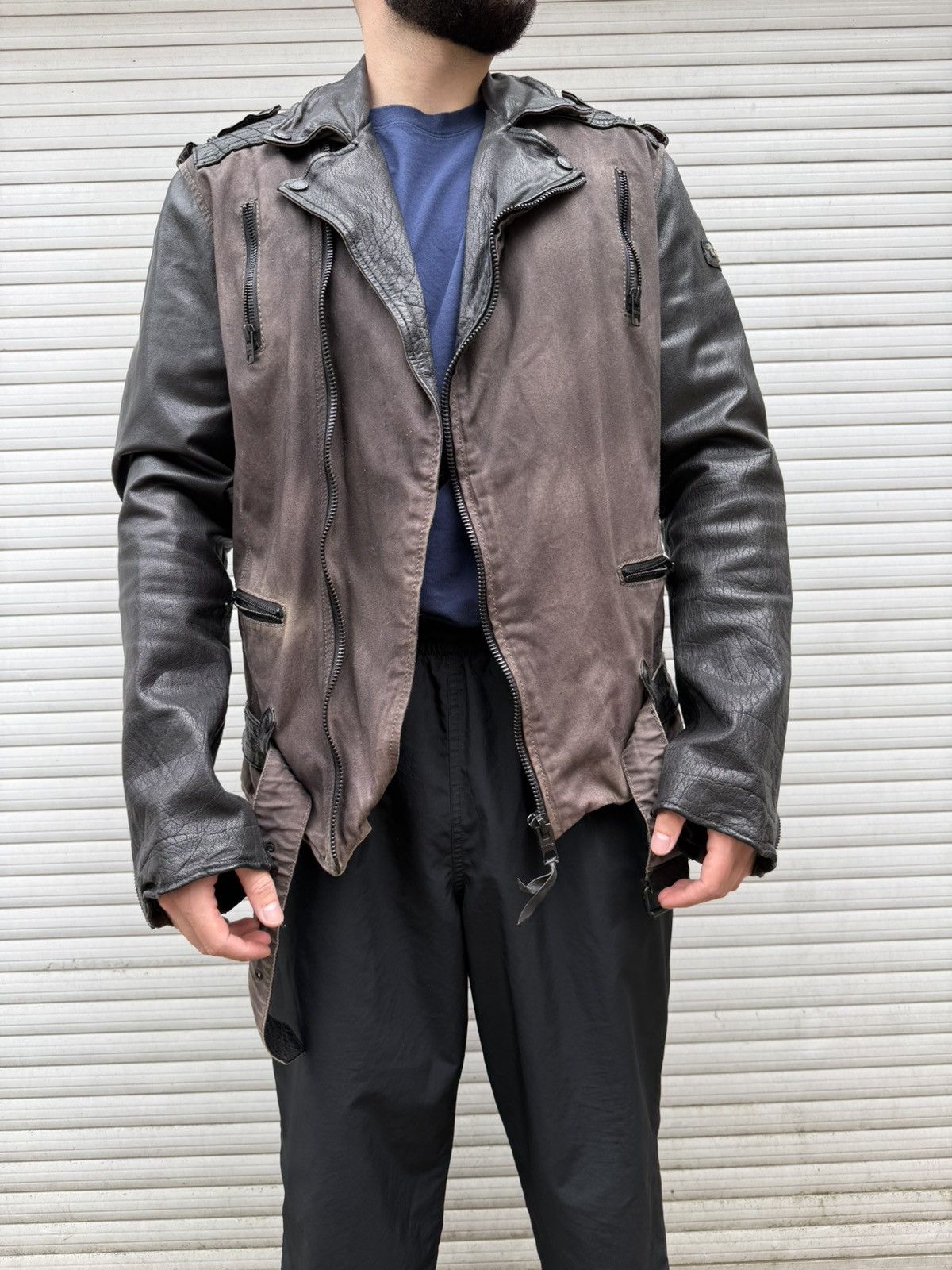 If Six Was Nine Rick Owens Style Bomber Cropped Leather Jacket Distressed Size US L / EU 52-54 / 3 - 13 Thumbnail