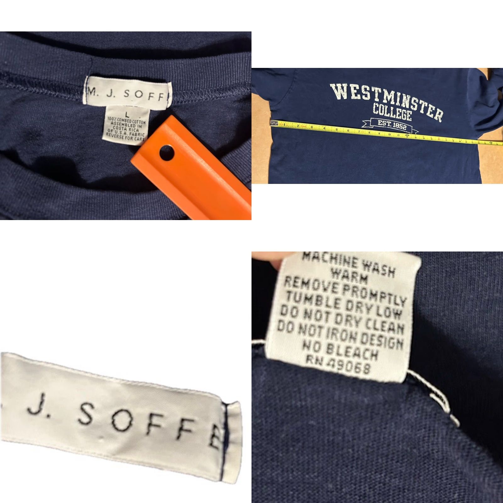 Soffe Westminster College Long Sleeve Shirt Women L Navy Blue Crew Neck Lightweight Cotton MJ Soffe Solid Club College Theme Mens Womens? Size L / US 10 / IT 46 - 8 Thumbnail