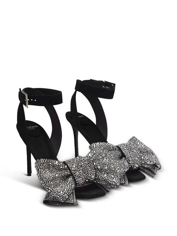 Balmain o1s1wg111225 95mm Rhinestone-Embellished Sandals in Black Size US 5 / IT 35 - 2 Thumbnail