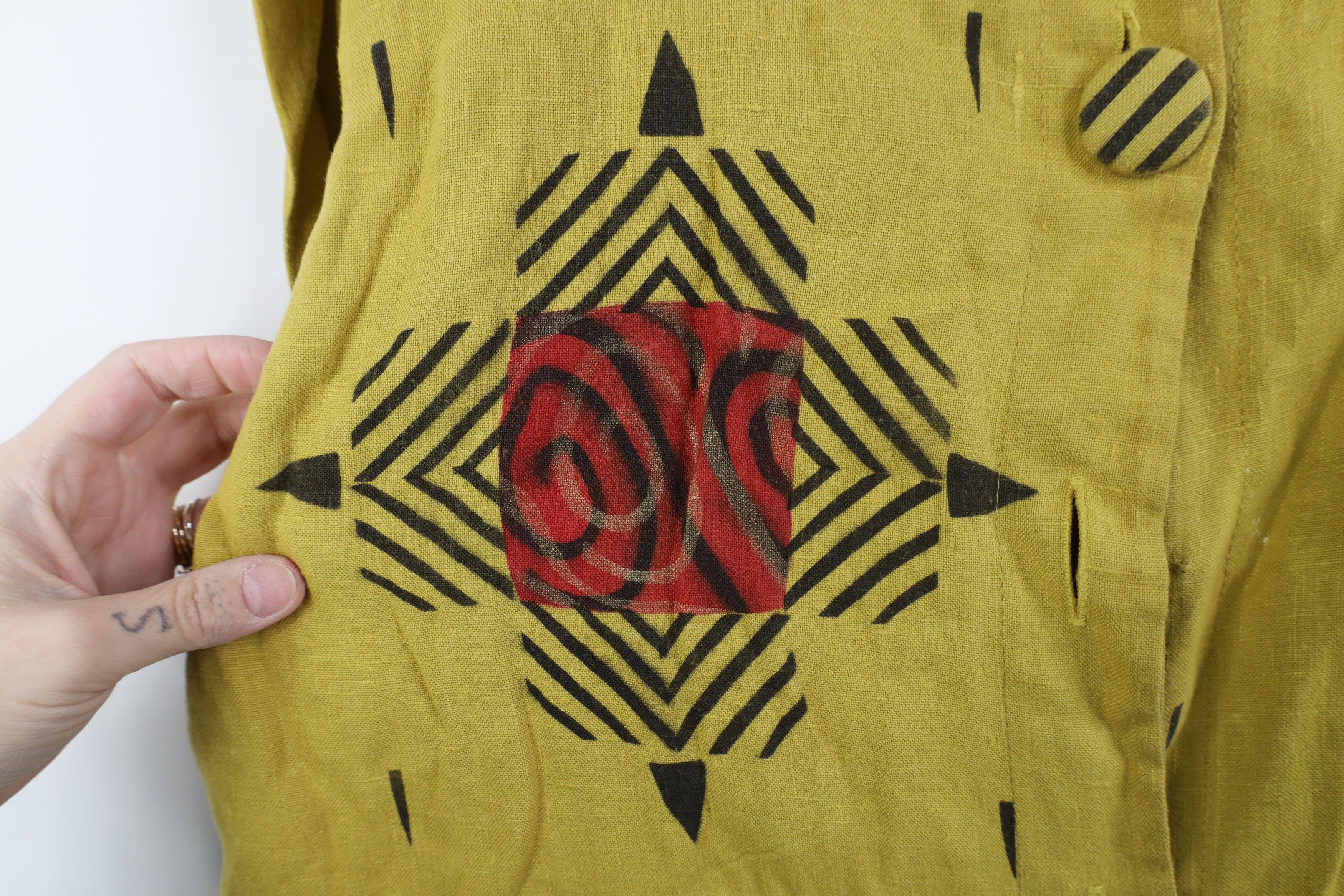 Vintage Vintage 90s Beth Nash Lagenlook Linen Abstract Art Jacket Size L / US 10 / IT 46 - 4 Thumbnail