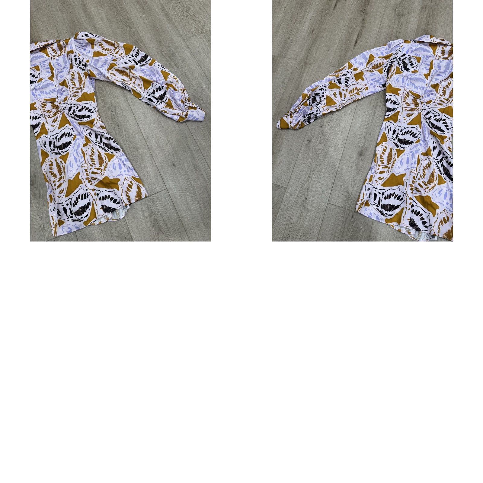 For Love & Lemons For Love & Lemons M Esmeralda Mini Dress Butterfly Ruched Long Sleeve V-Neck Satin Multicolor Floral Dress Short Women M Size M / US 6-8 / IT 42-44 - 9 Thumbnail