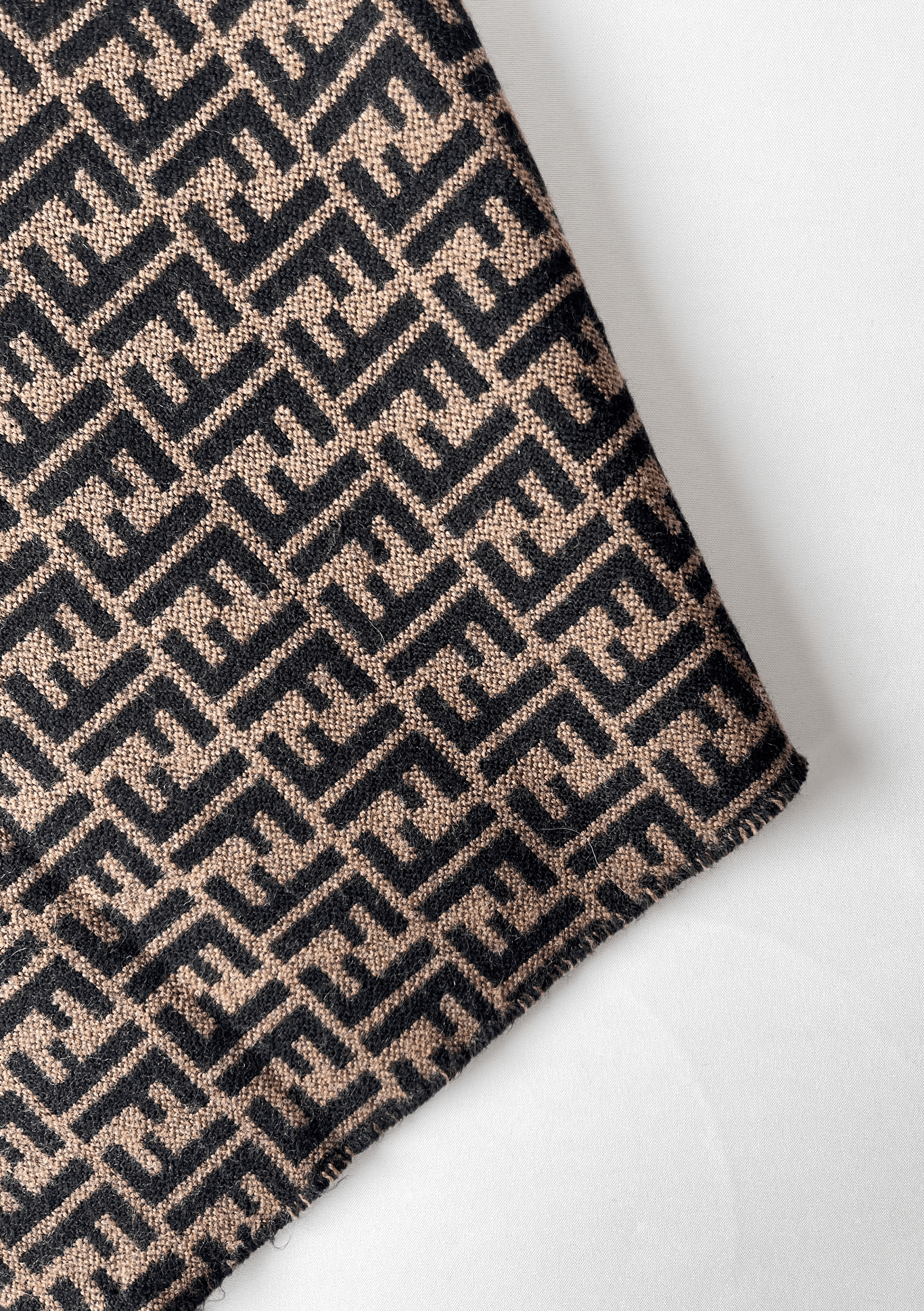Fendi Fendi FF Monogram Scarf – Brown Wool Size ONE SIZE - 1 Thumbnail