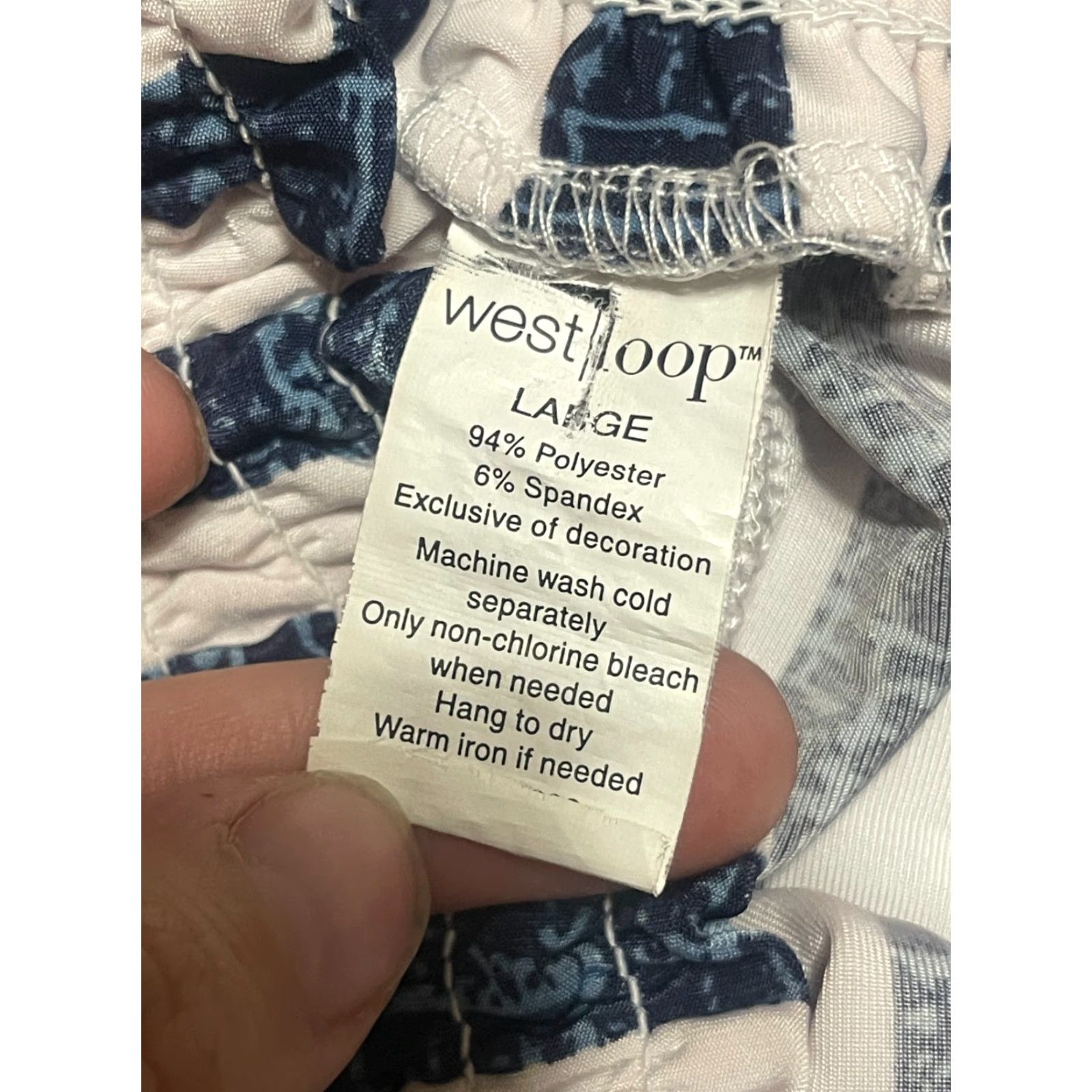 Vintage West Loop Pants Woman L Blue White Striped Wide Leg Drawstring Pants Size 36" / US 14 / IT 50 - 3 Thumbnail