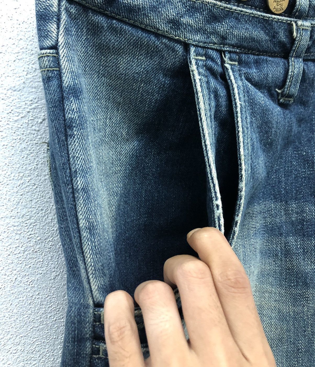 PPFM PPFM Indigo Washed Jeans with Leather Accents – Size M Size US 33 - 7 Thumbnail