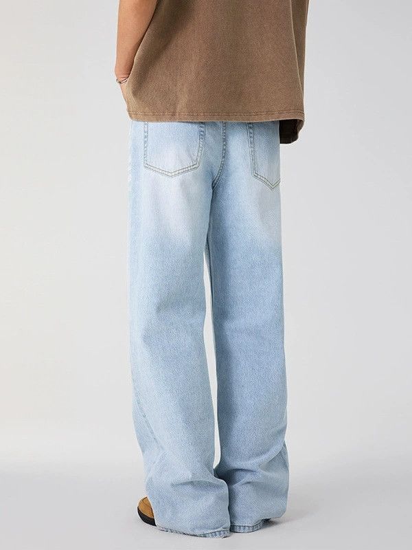 Jean Men's Retro Blue Straight Clean Fit Whiskered Jeans Size US 32 / EU 48 - 5 Thumbnail