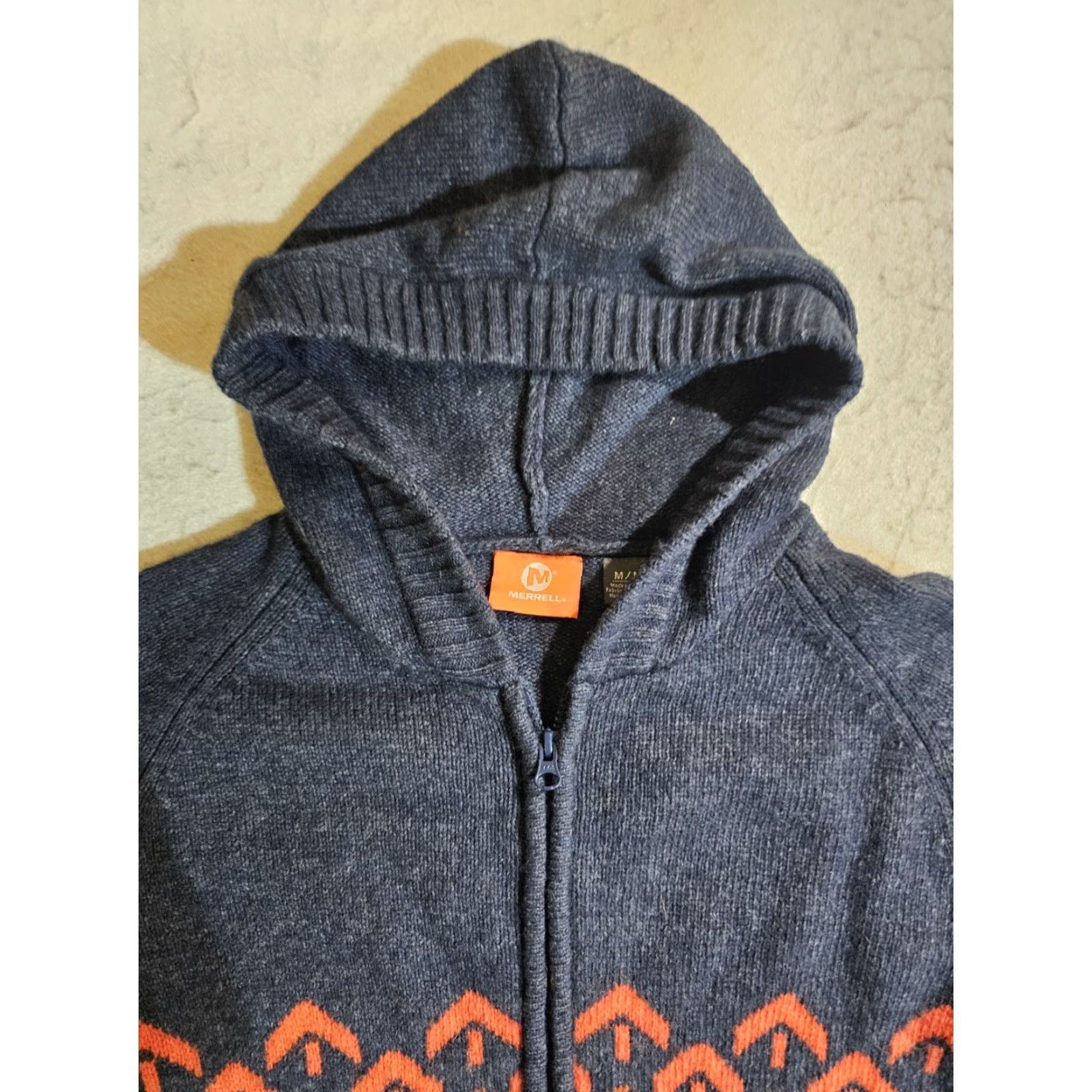 Merrell Merrell Classic Wool Blend Hooded Full Zip Sweater Womens Sz Medium Blue/Orange Size M / US 6-8 / IT 42-44 - 7 Thumbnail