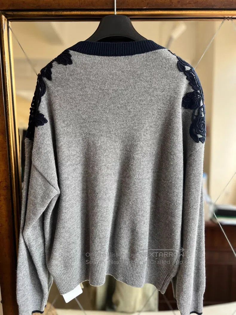 Valentino Valentino Grey panelled lace wool knit Size L / US 10 / IT 46 - 4 Thumbnail