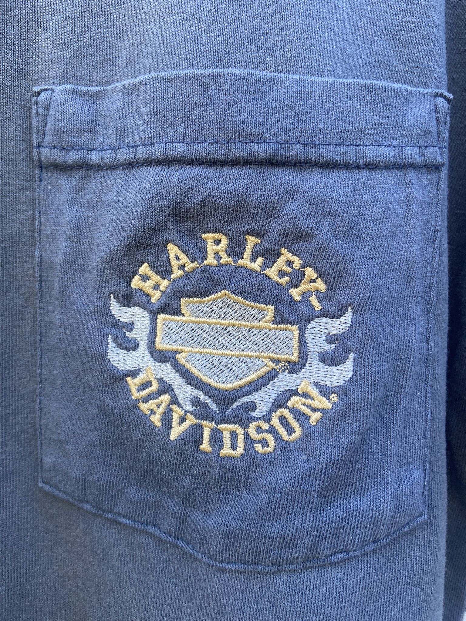Harley Davidson Vintage Harley Davidson Pocket T-Shirt Blue Size Medium M Size US M / EU 48-50 / 2 - 2 Thumbnail