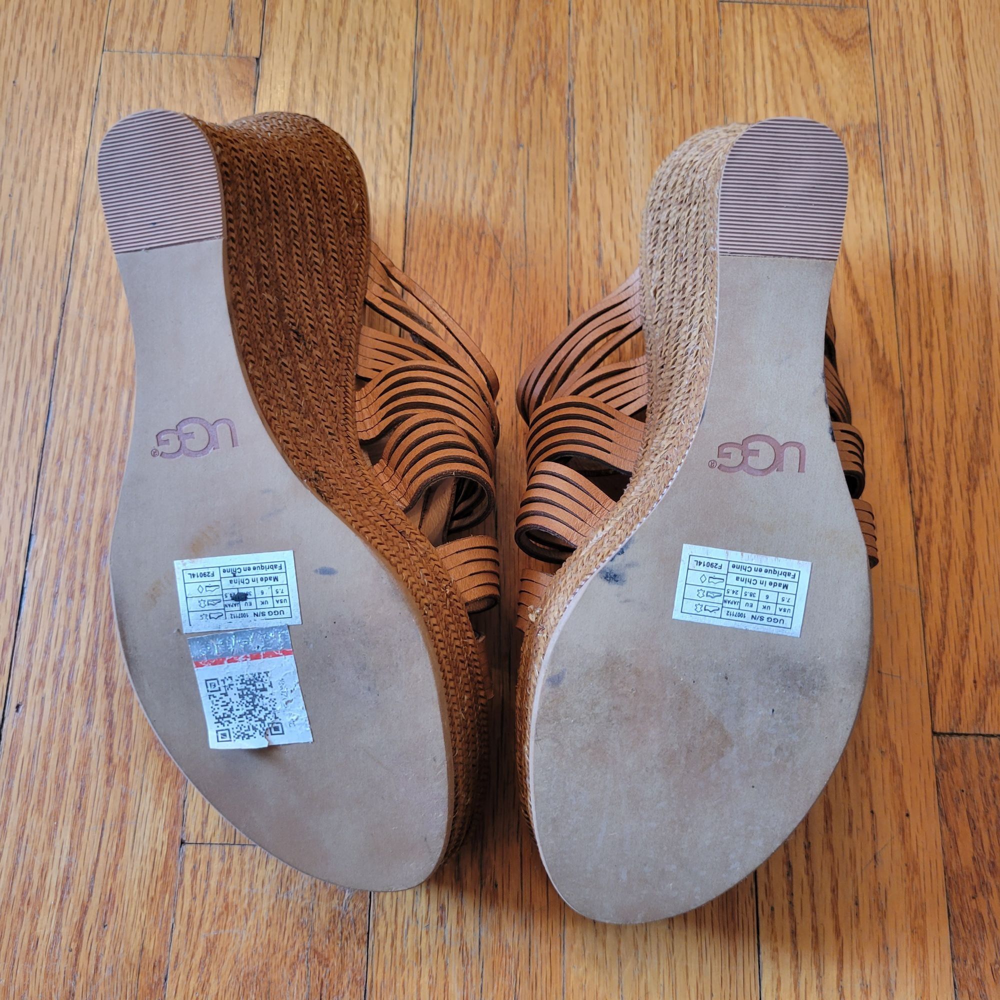 Ugg UGG 7.5 Leather Strappy Woven Wedge Heels 100712 MELINDA Sun Size US 7.5 / IT 37.5 - 4 Thumbnail